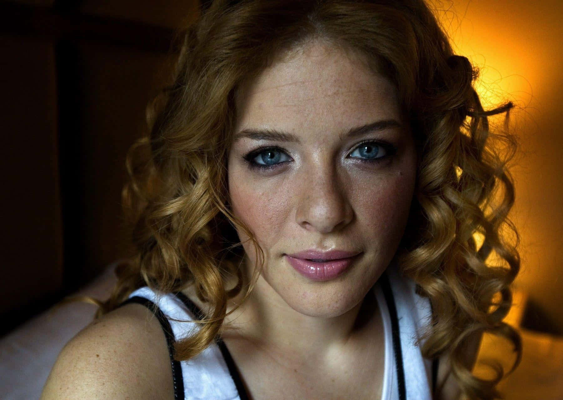 Rachelle Lefevre, curly red hair, striking blue eyes, HD Desktop Wallpaper