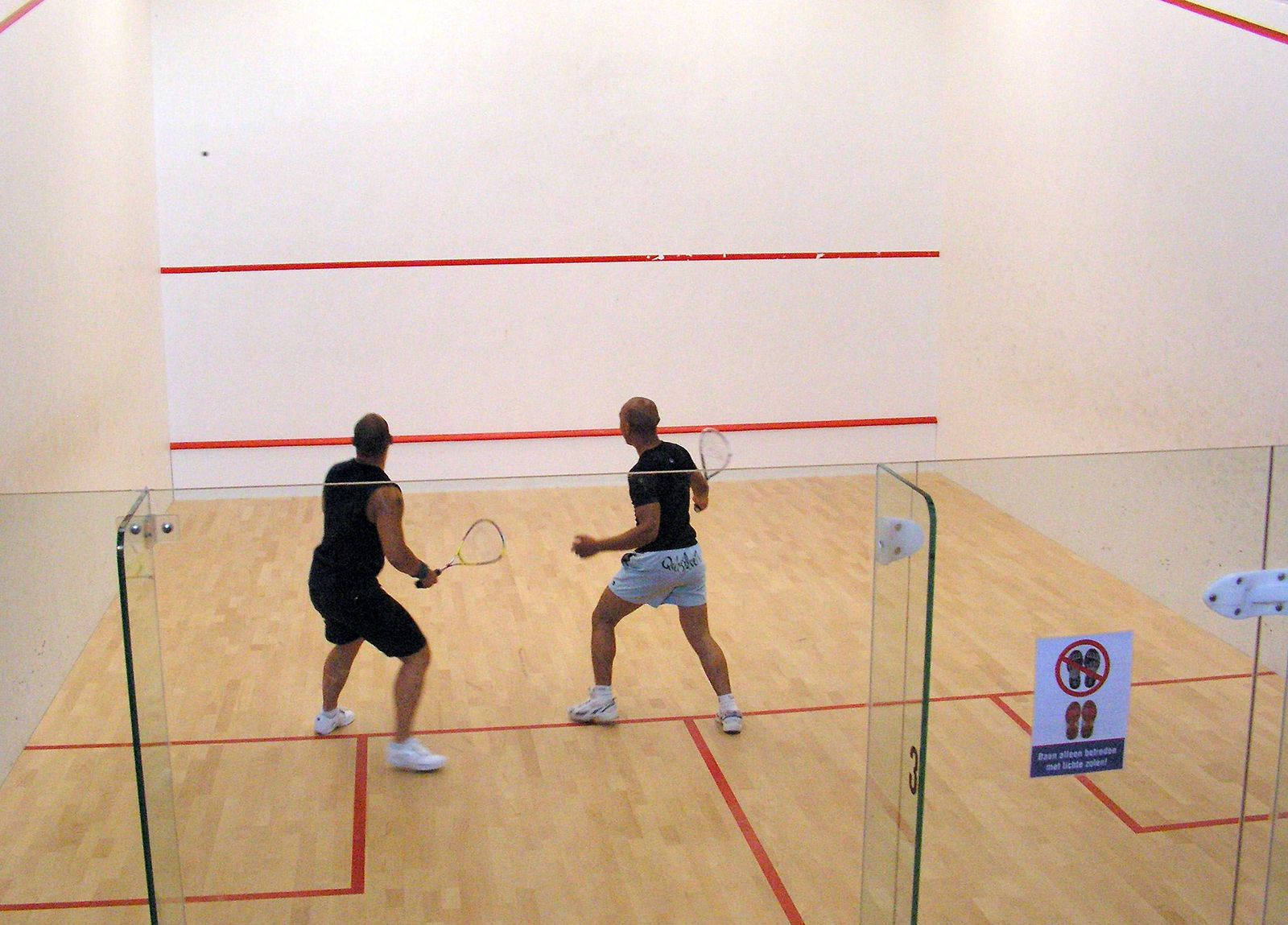 Racquetball, wooden court, red boundary lines, HD Desktop Wallpaper