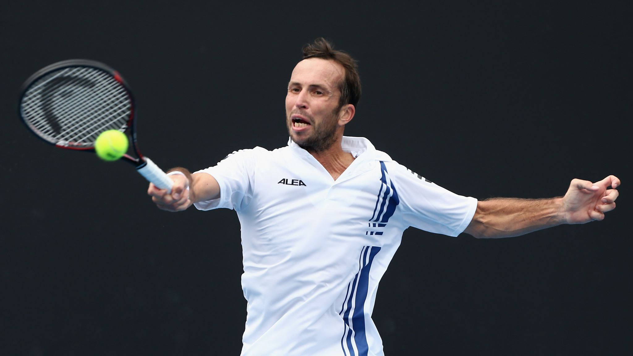 Radek Stepanek, tennis ball, white shirt, Full HD Desktop Wallpaper