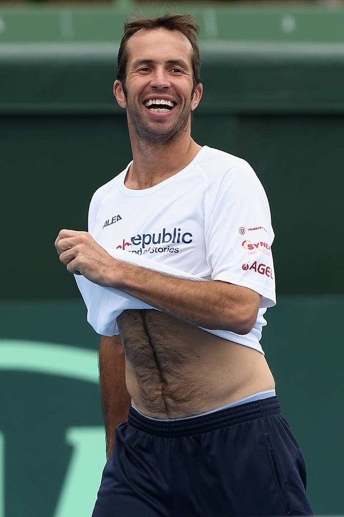 Radek Stepanek, white shirt, toned abdomen, SD Phone Wallpaper