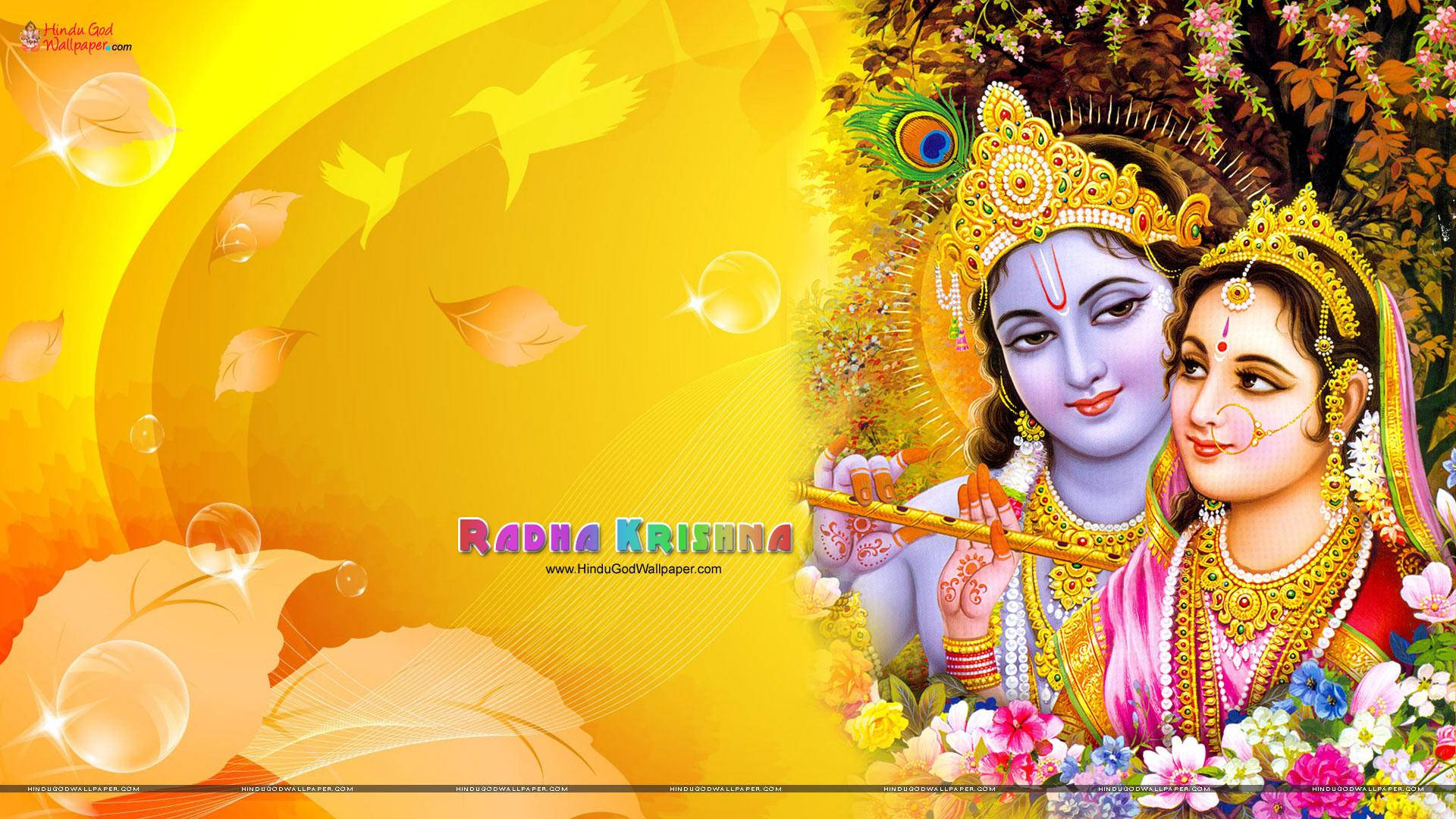 Radha Krishna 3d, golden crowns, jewelry, Full HD Desktop Wallpaper