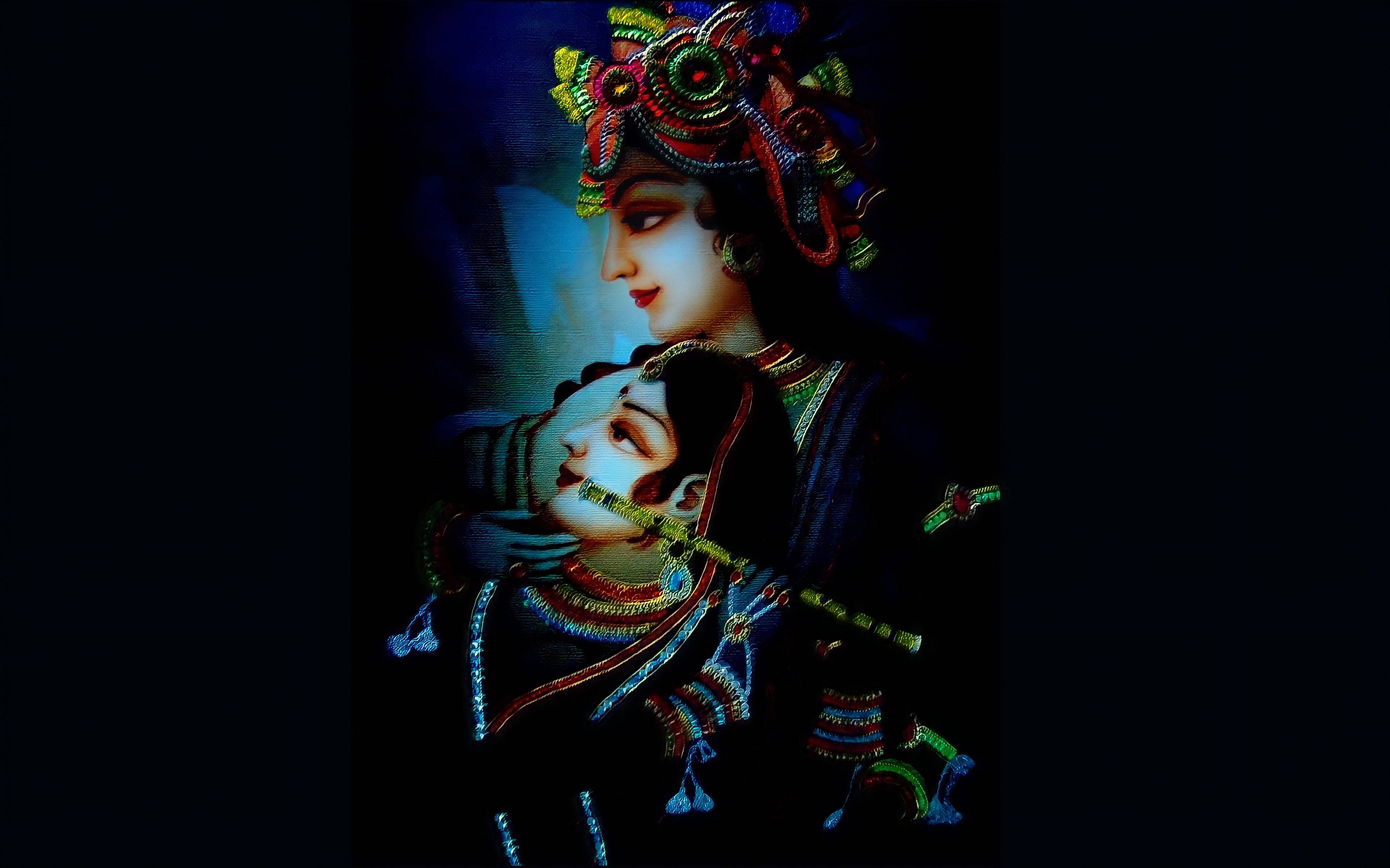 Radha Krishna, 3D, colorful garments, 4K Desktop Wallpaper