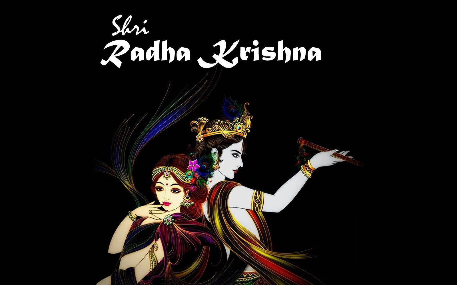 Radha Krishna 3D, black, vibrant traditional attire, HD Desktop Wallpaper