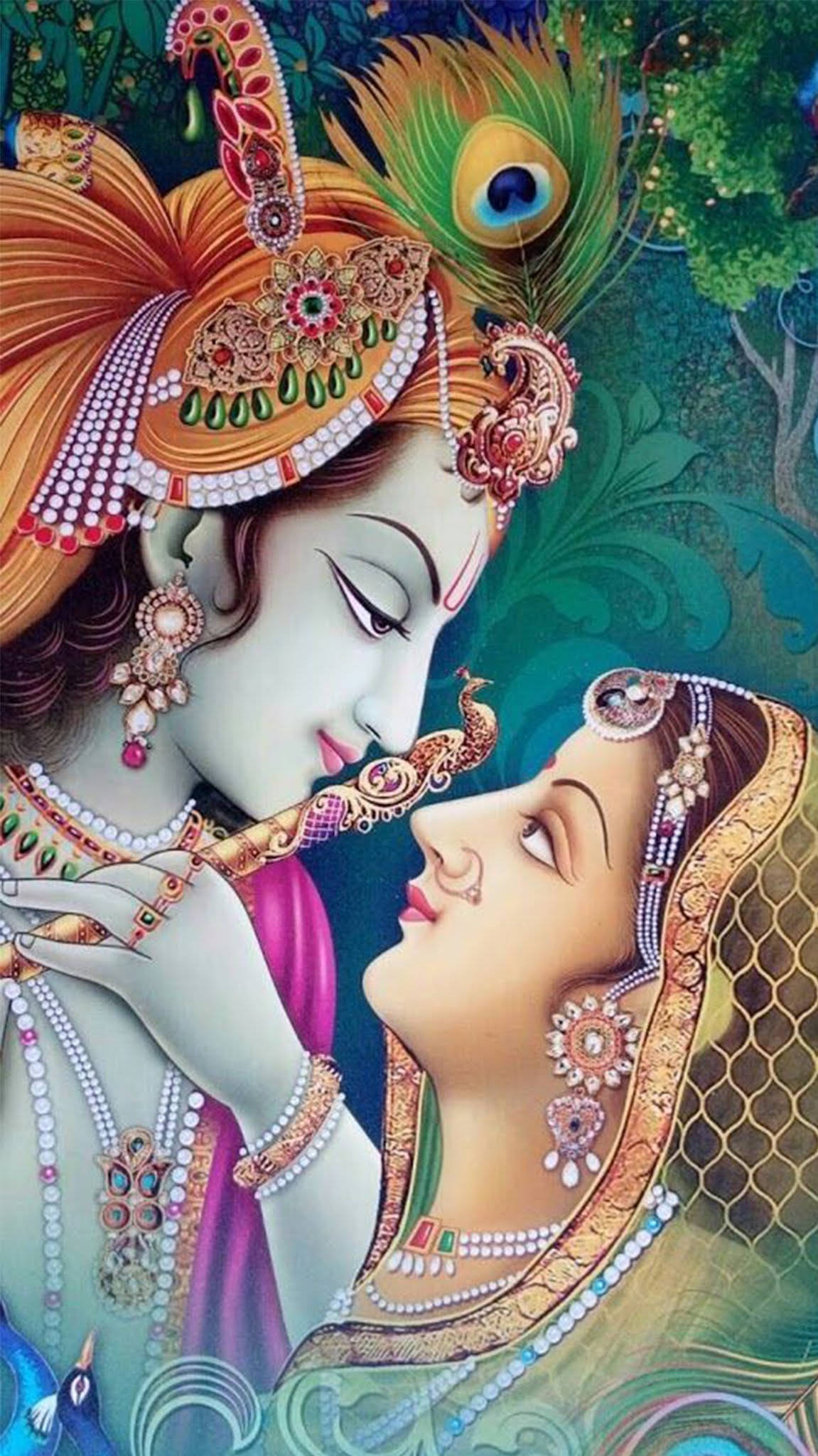 Radha Krishna, colorful 3d art, intricate jewelry, Full HD Phone Wallpaper