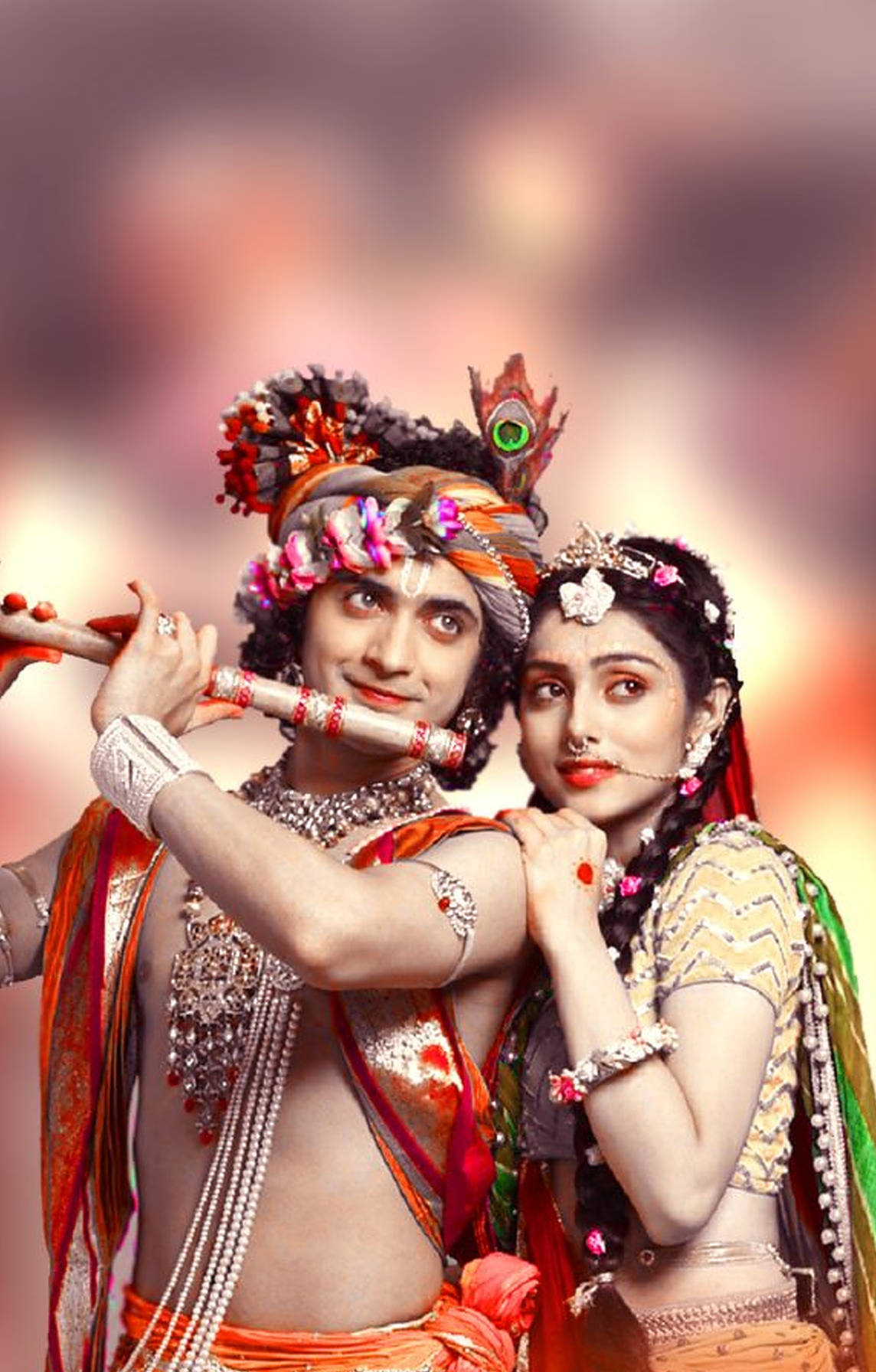 Radha-Krishna, Krishna, flute, HD Phone Wallpaper