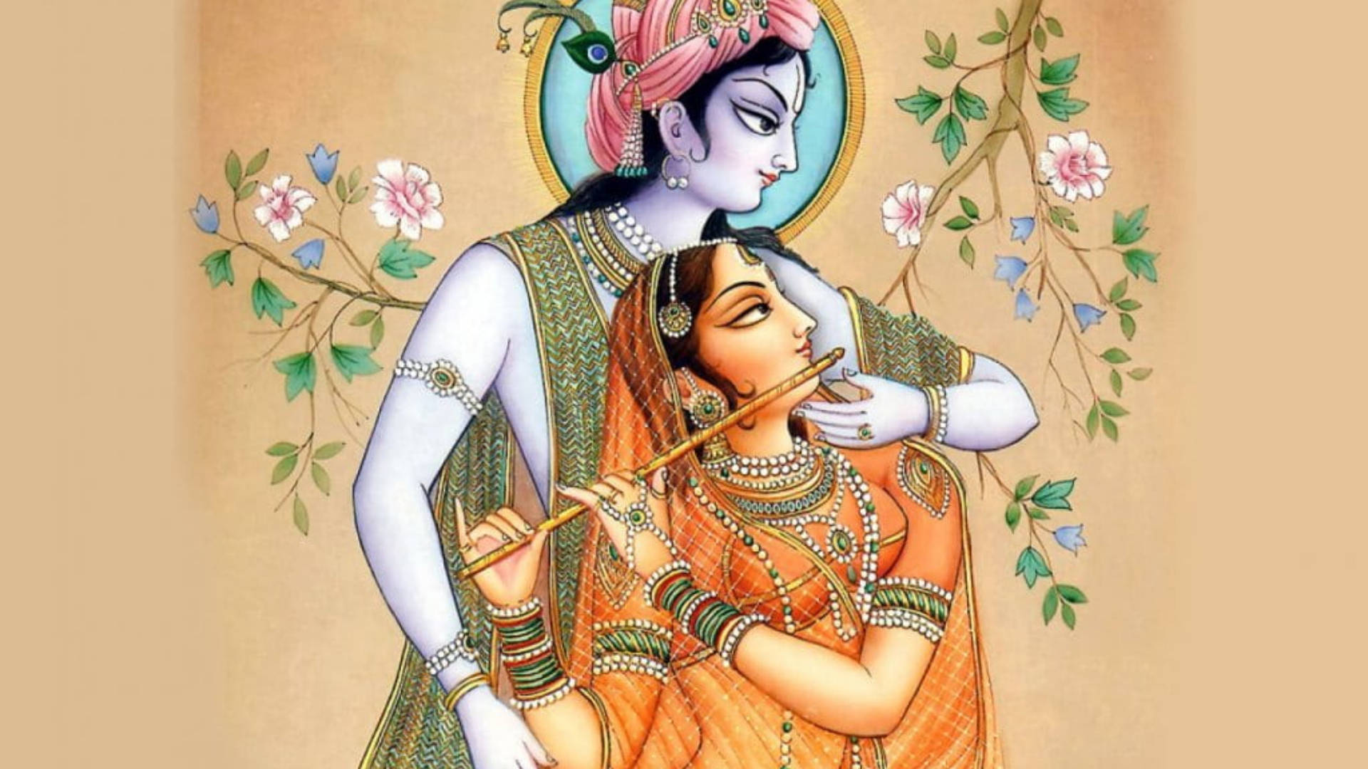 Krishna, Radha, flute, Full HD Desktop Wallpaper