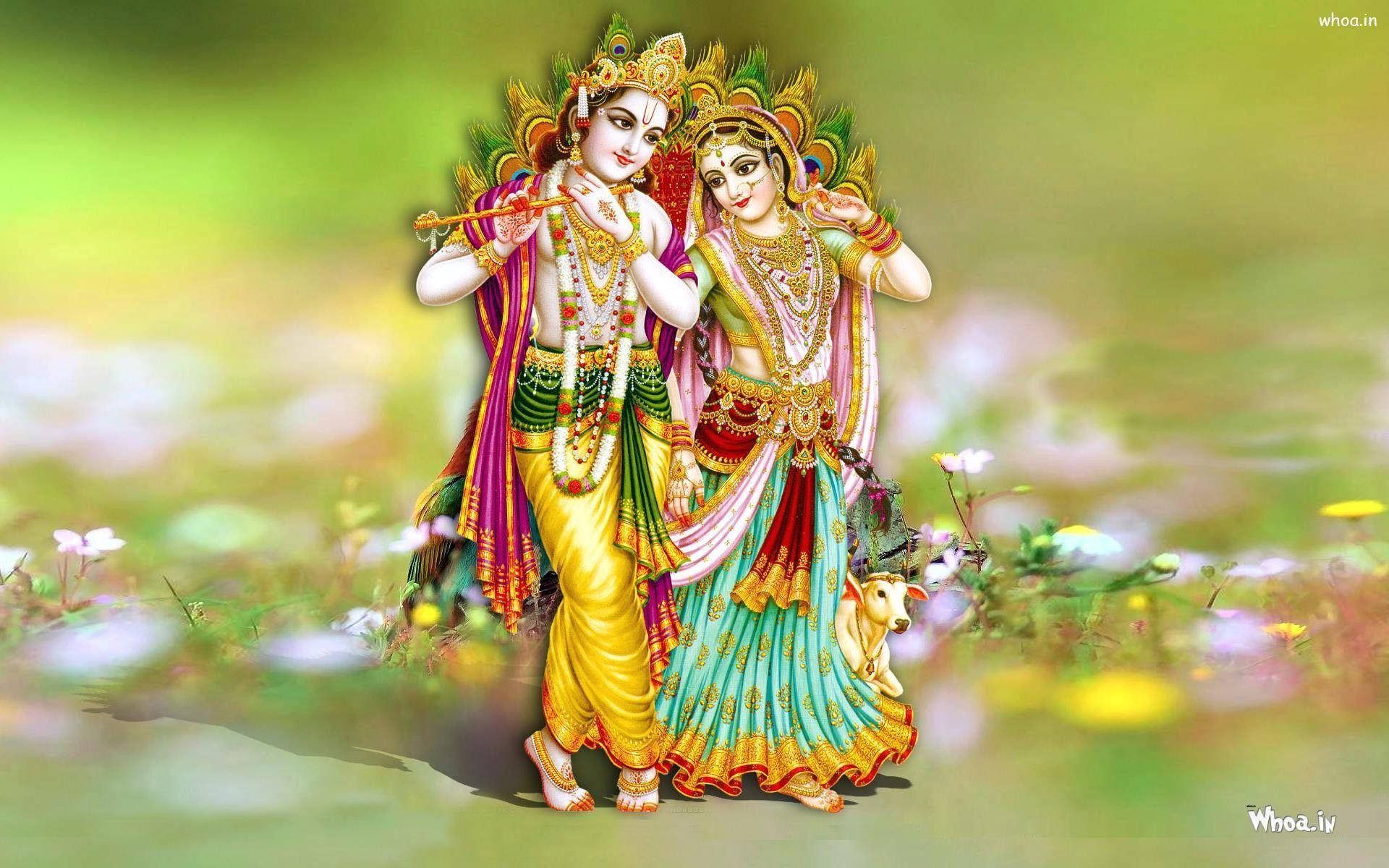 Radha Krishna, 3D, blurry, Full HD Desktop Wallpaper