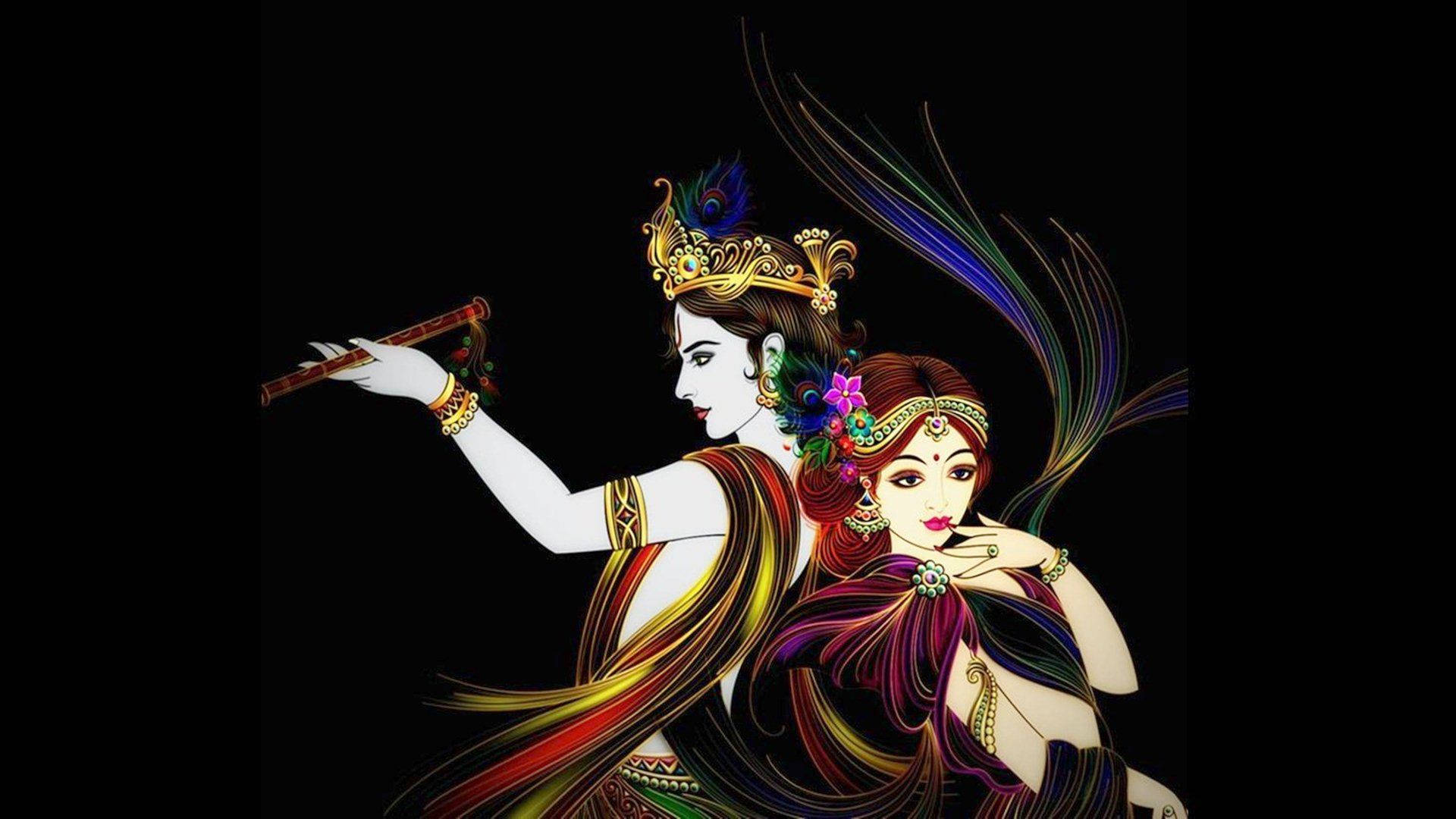 Radha Krishna, 3D, crowned man, Full HD Desktop Wallpaper