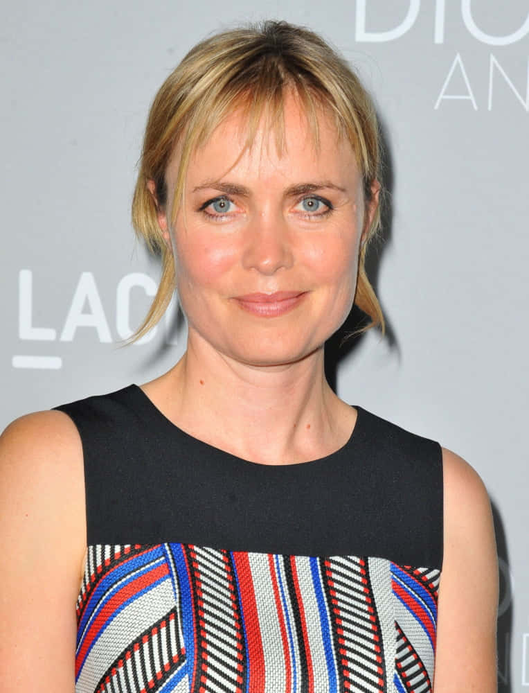 Radha Mitchell, black and colorful striped dress, event, SD Phone Wallpaper