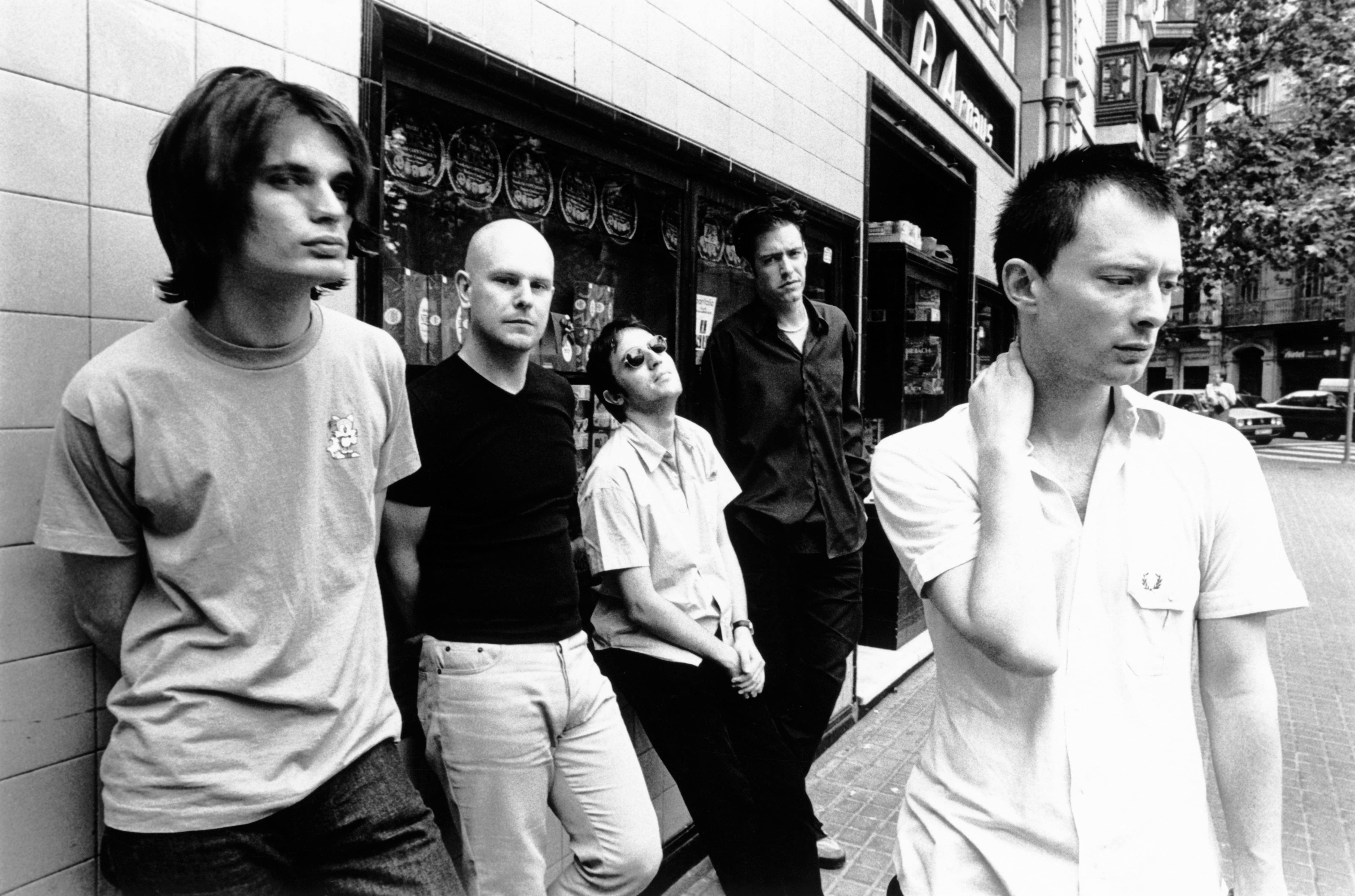 Radiohead, black and white, tiled building facade, 4K Desktop Wallpaper