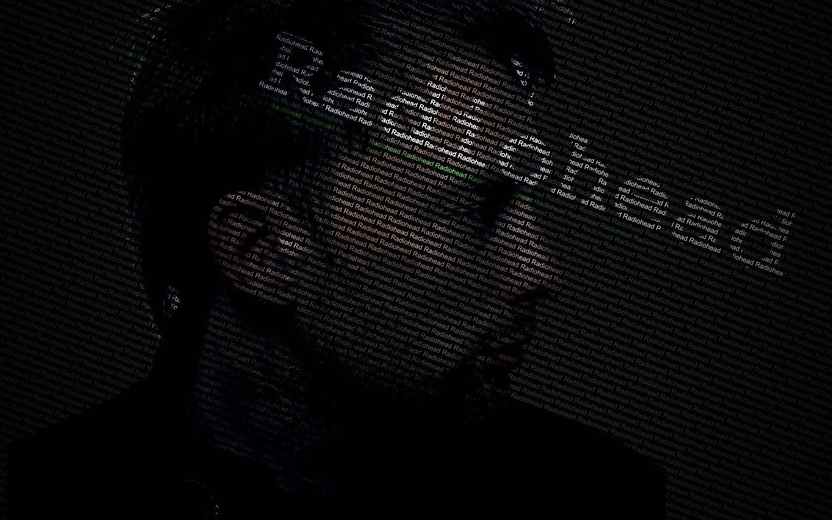 Radiohead, glitchy fanart, glowing green digital code, HD Desktop Wallpaper