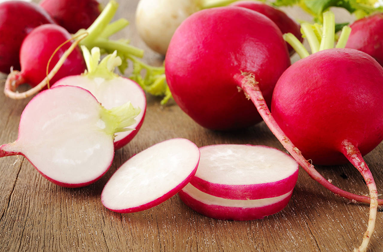 radish, red, green stems, HD Desktop Wallpaper