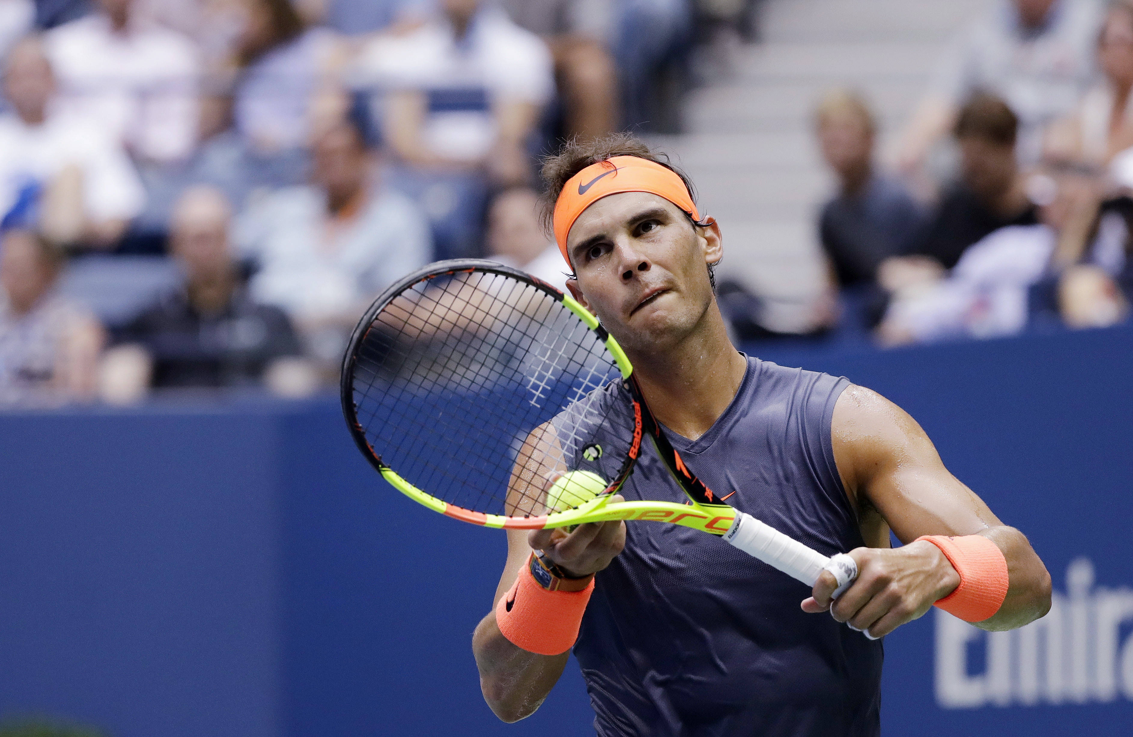 Rafael Nadal, tennis racket, stadium lights, 2K Desktop Wallpaper