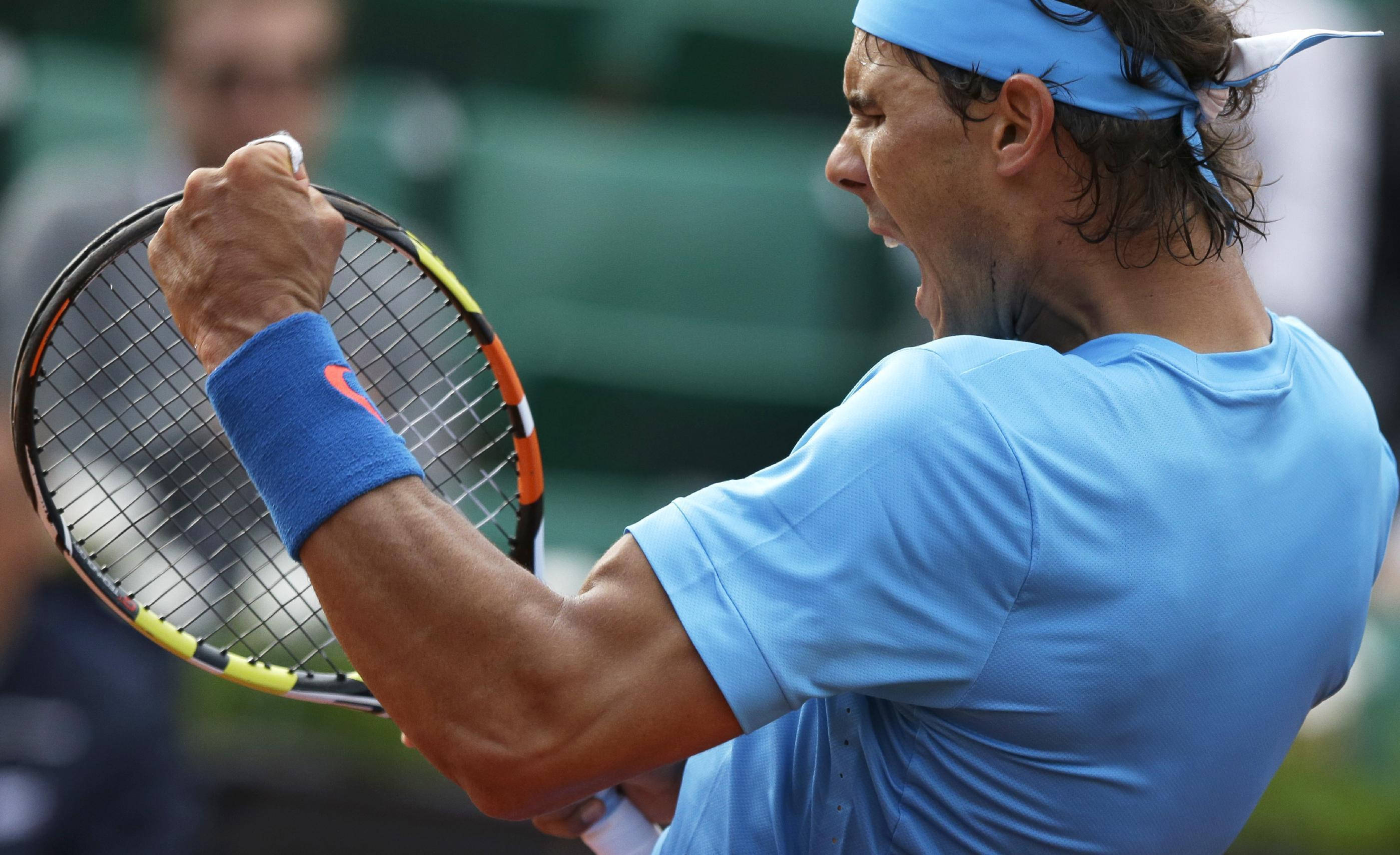 Rafael Nadal, blue shirt, headband, 2K Desktop Wallpaper