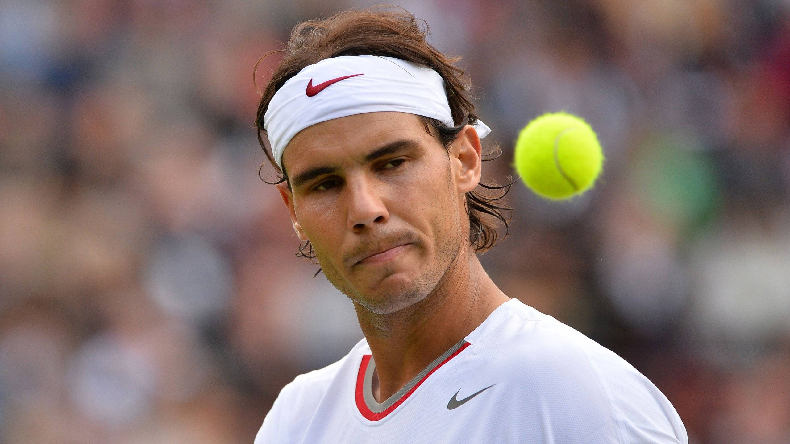 Rafael Nadal, tennis player, bright yellow tennis ball, 2K Desktop Wallpaper