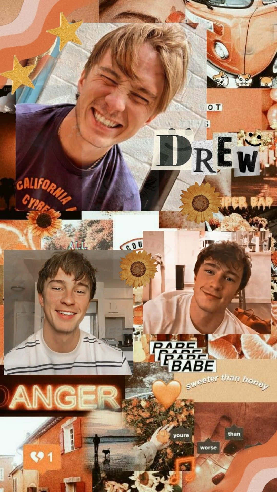 Rafe Cameron, collage aesthetic, sunflowers, Full HD Phone Wallpaper