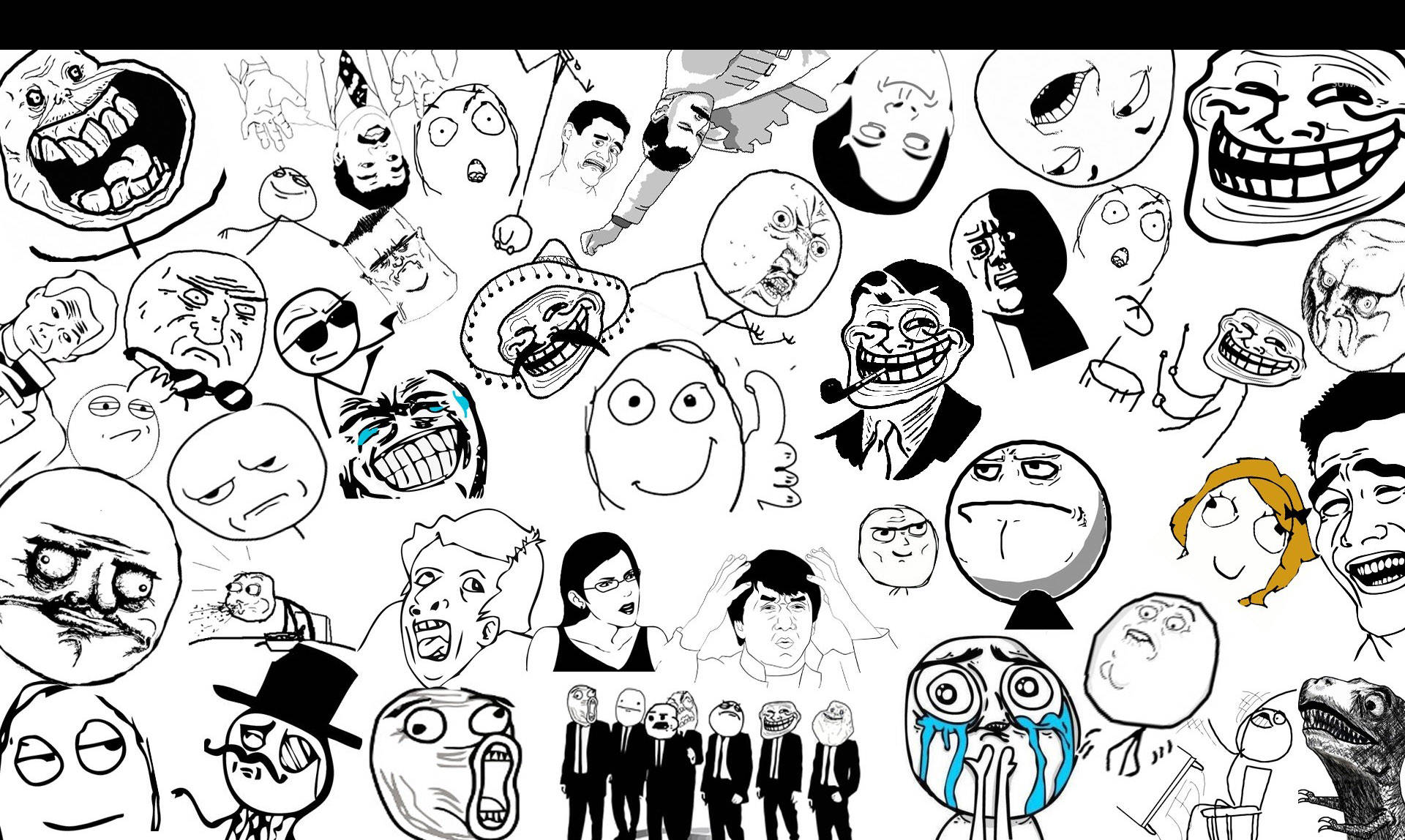 rage comics, meme, black and white, Full HD Desktop Wallpaper