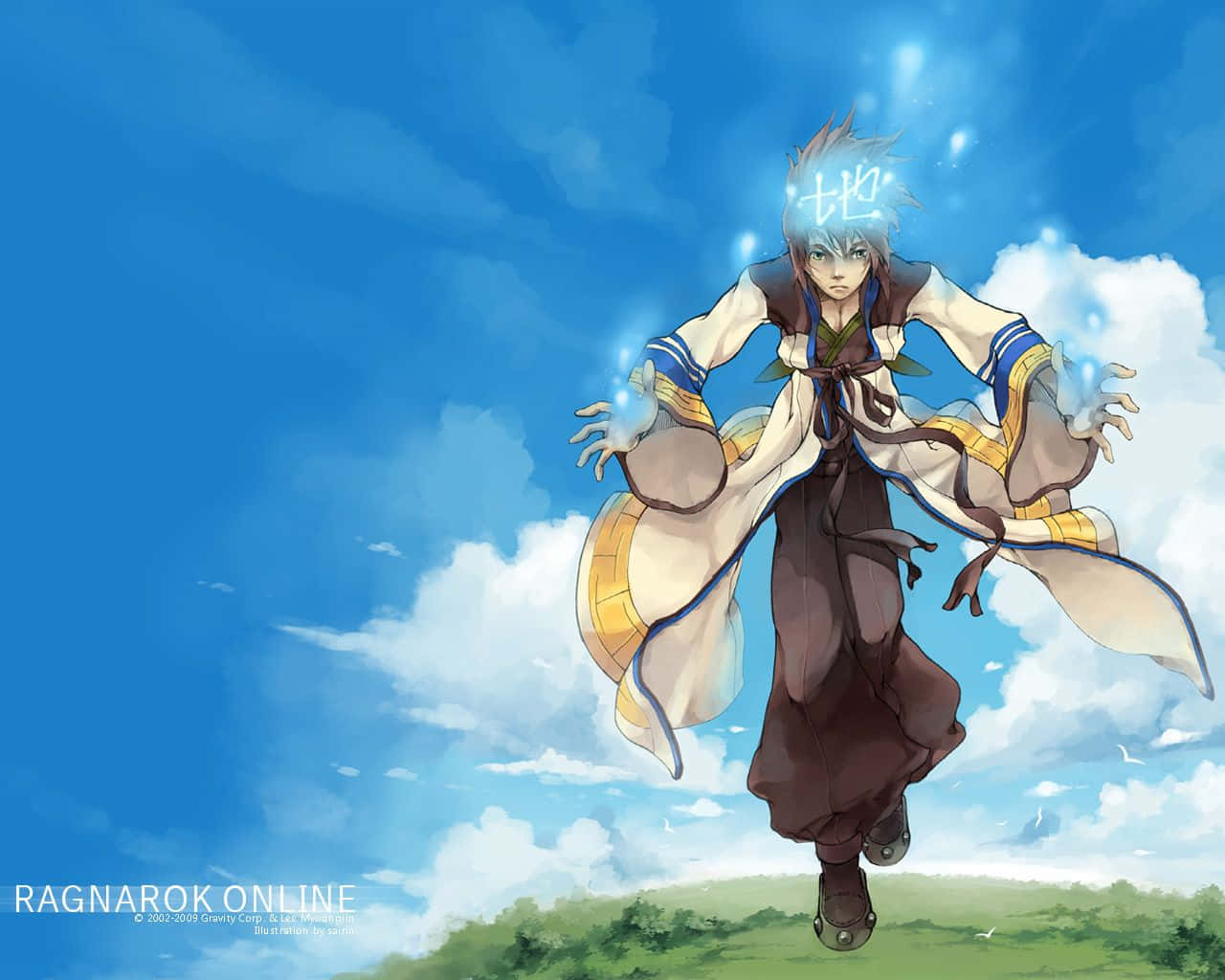 Ragnarok Online, silver-haired anime mage, bright blue sky, HD Desktop Wallpaper