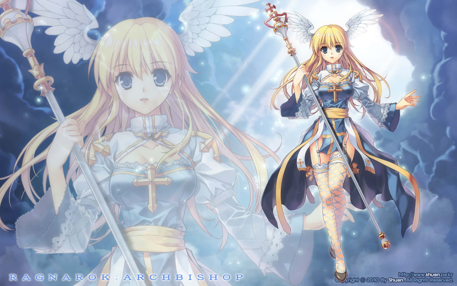 Ragnarok Online, angelic anime girls, wings, Full HD Desktop Wallpaper