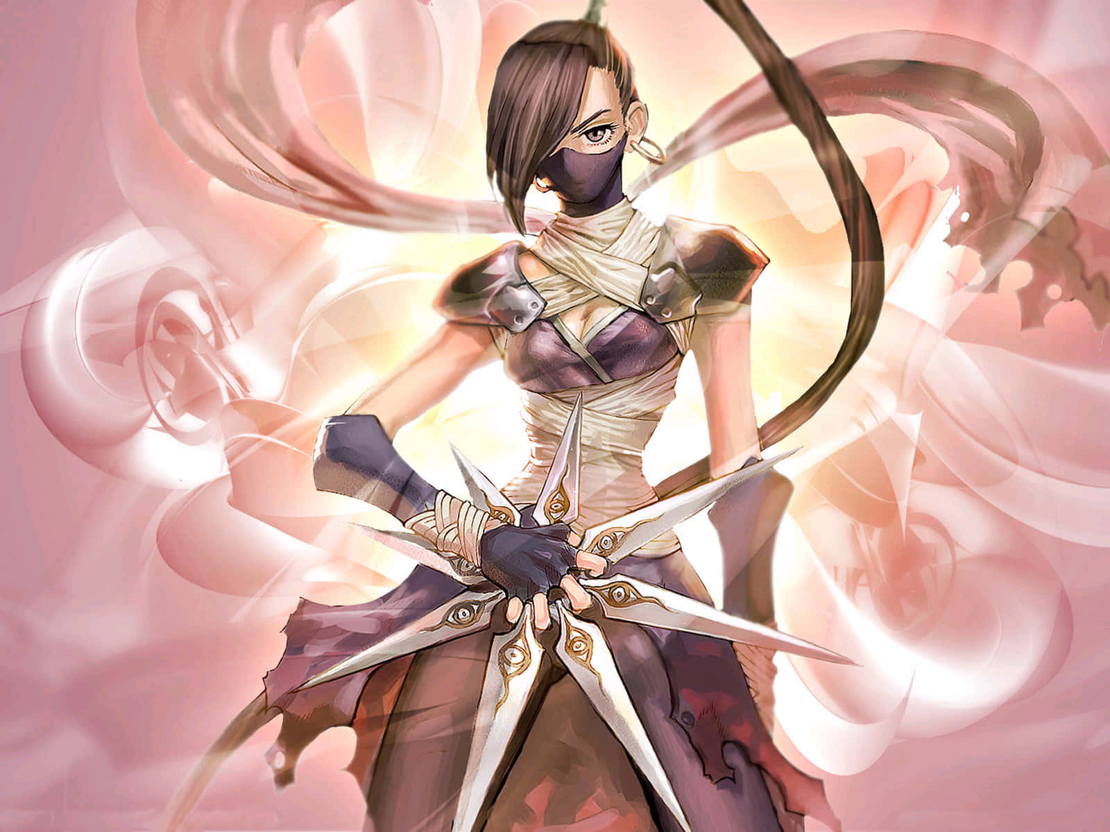 Ragnarok Online, masked anime warrior woman, star-shaped weapon, HD Desktop Wallpaper