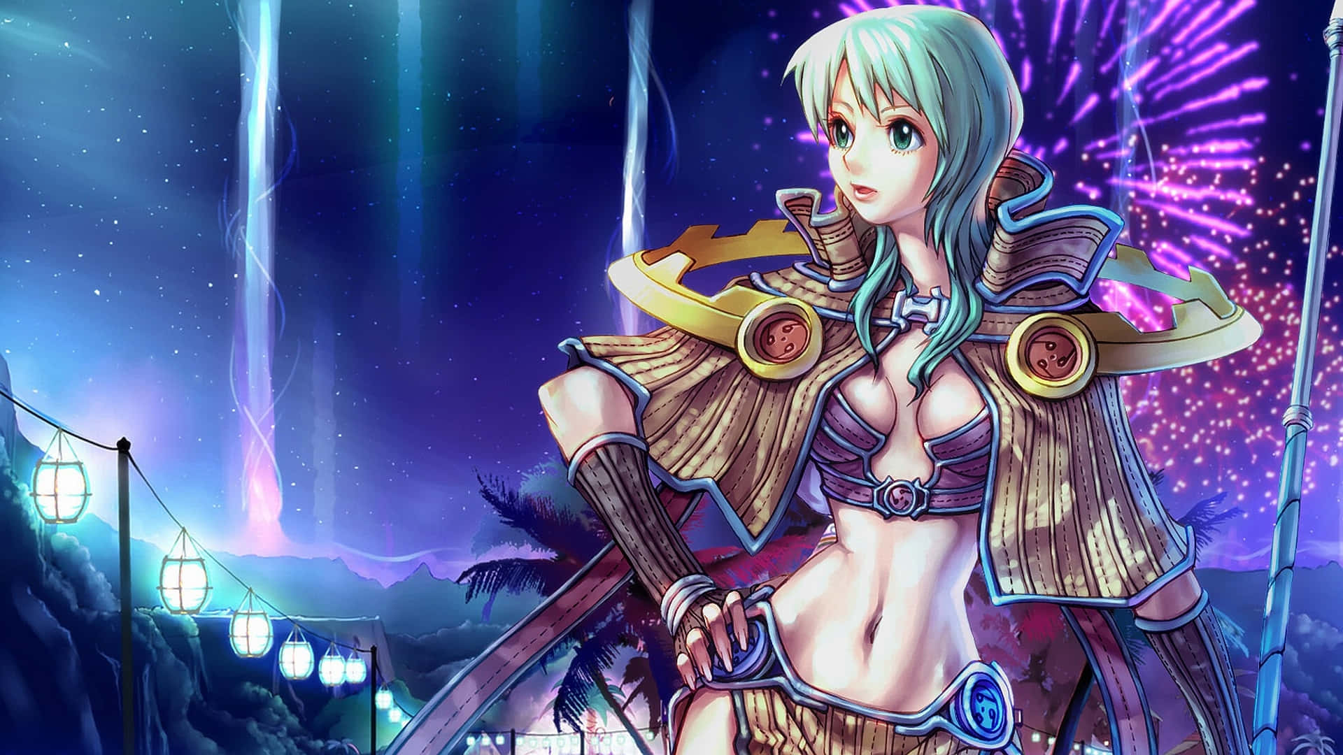 Ragnarok Online, teal-haired anime warrior, ornate armor, Full HD Desktop Wallpaper