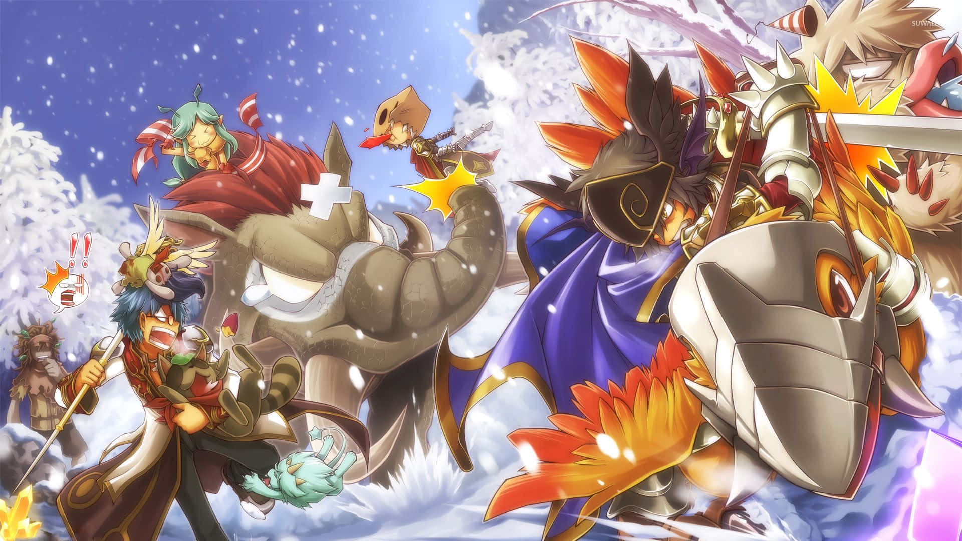 Ragnarok Online, anime battle scene, colorful fantasy characters, Full HD Desktop Wallpaper