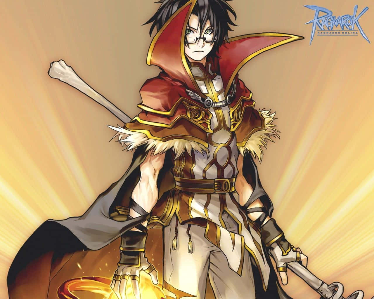 Ragnarok Online, anime warrior, red and gold armor, HD Desktop Wallpaper