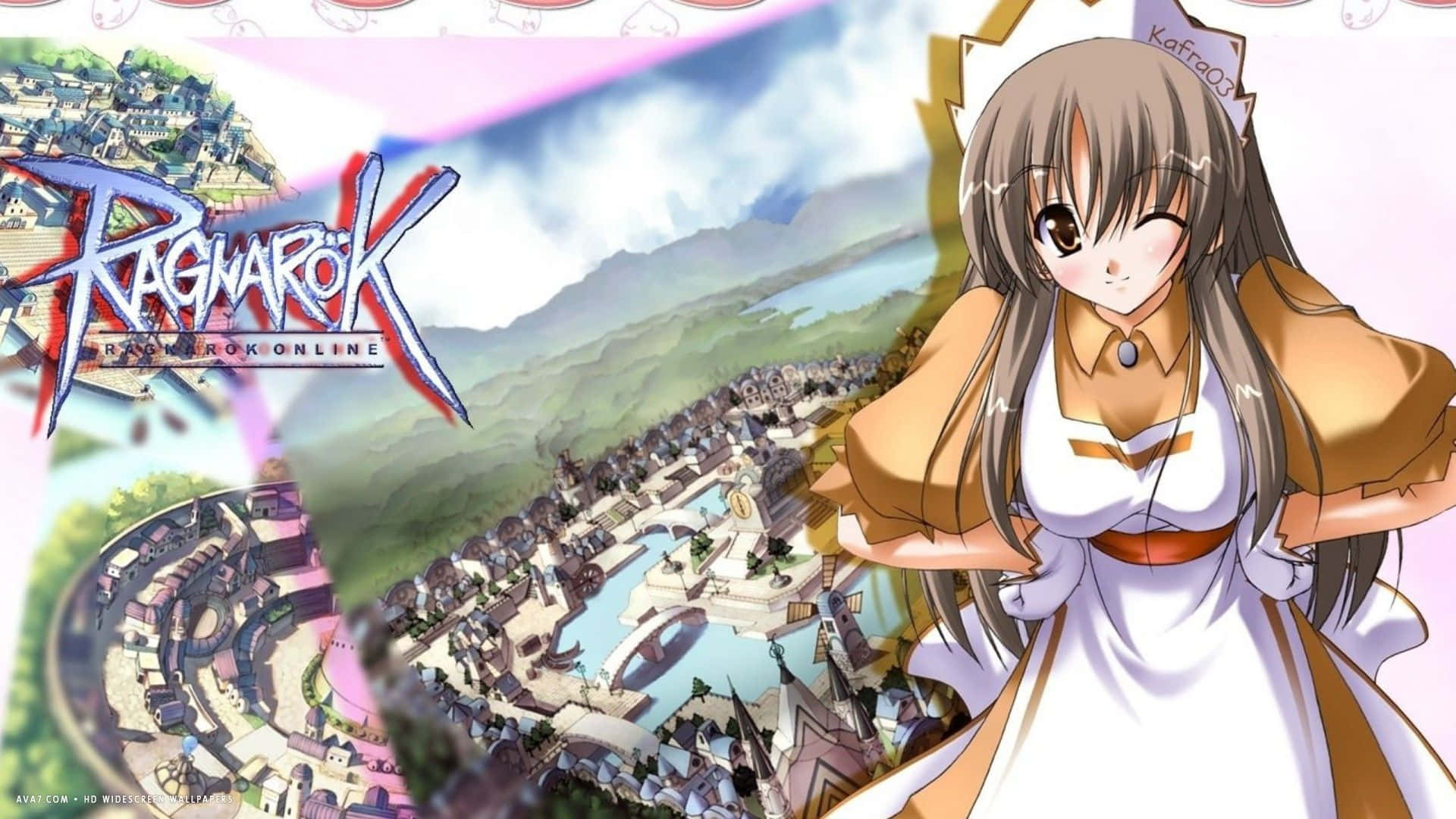 Ragnarok Online, anime girl, white and brown outfit, Full HD Desktop Wallpaper