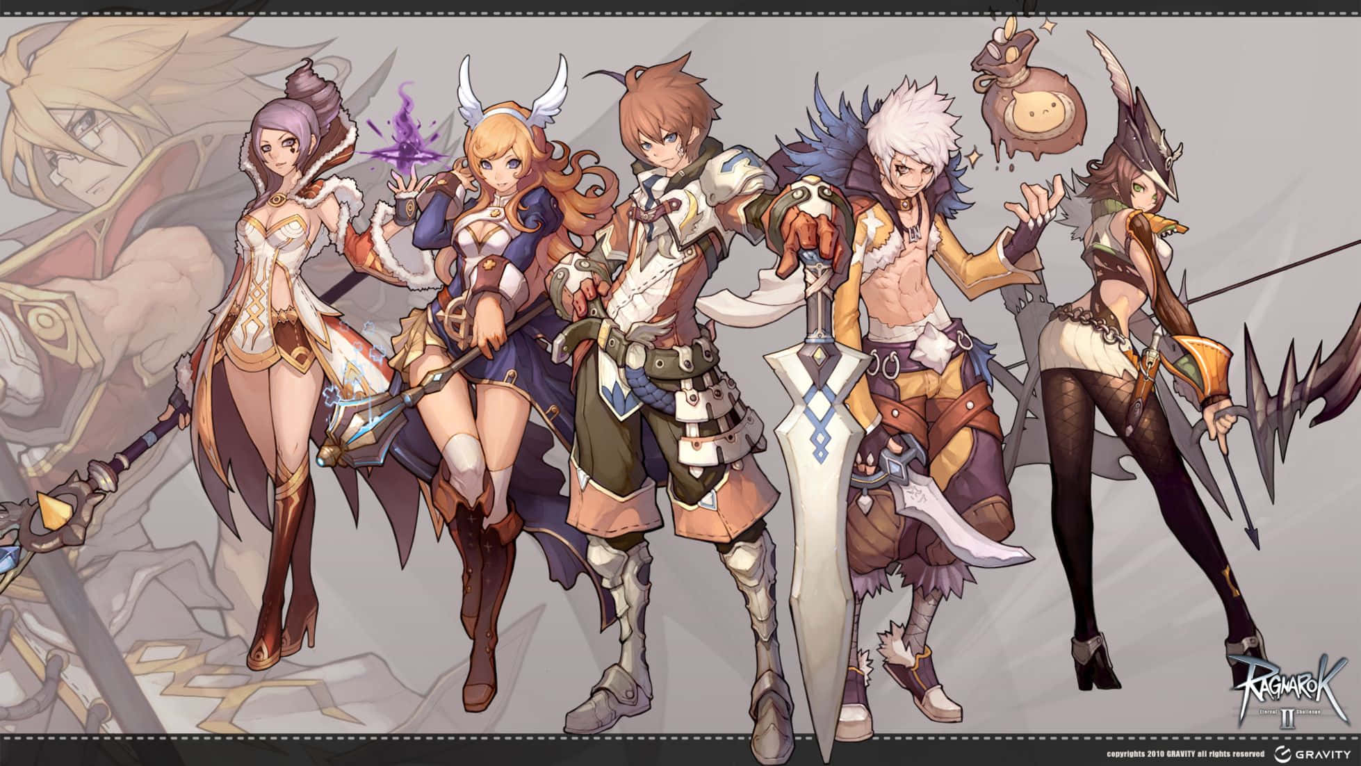 Ragnarok Online, anime-style fantasy warriors, detailed armor, Full HD Desktop Wallpaper