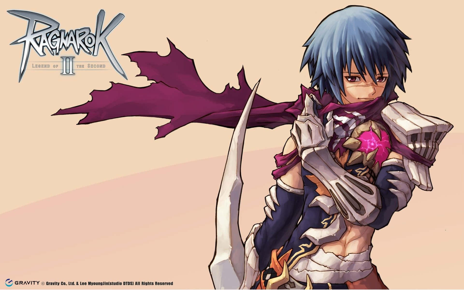 Ragnarok Online, blue-haired anime warrior, white armor, Full HD Desktop Wallpaper