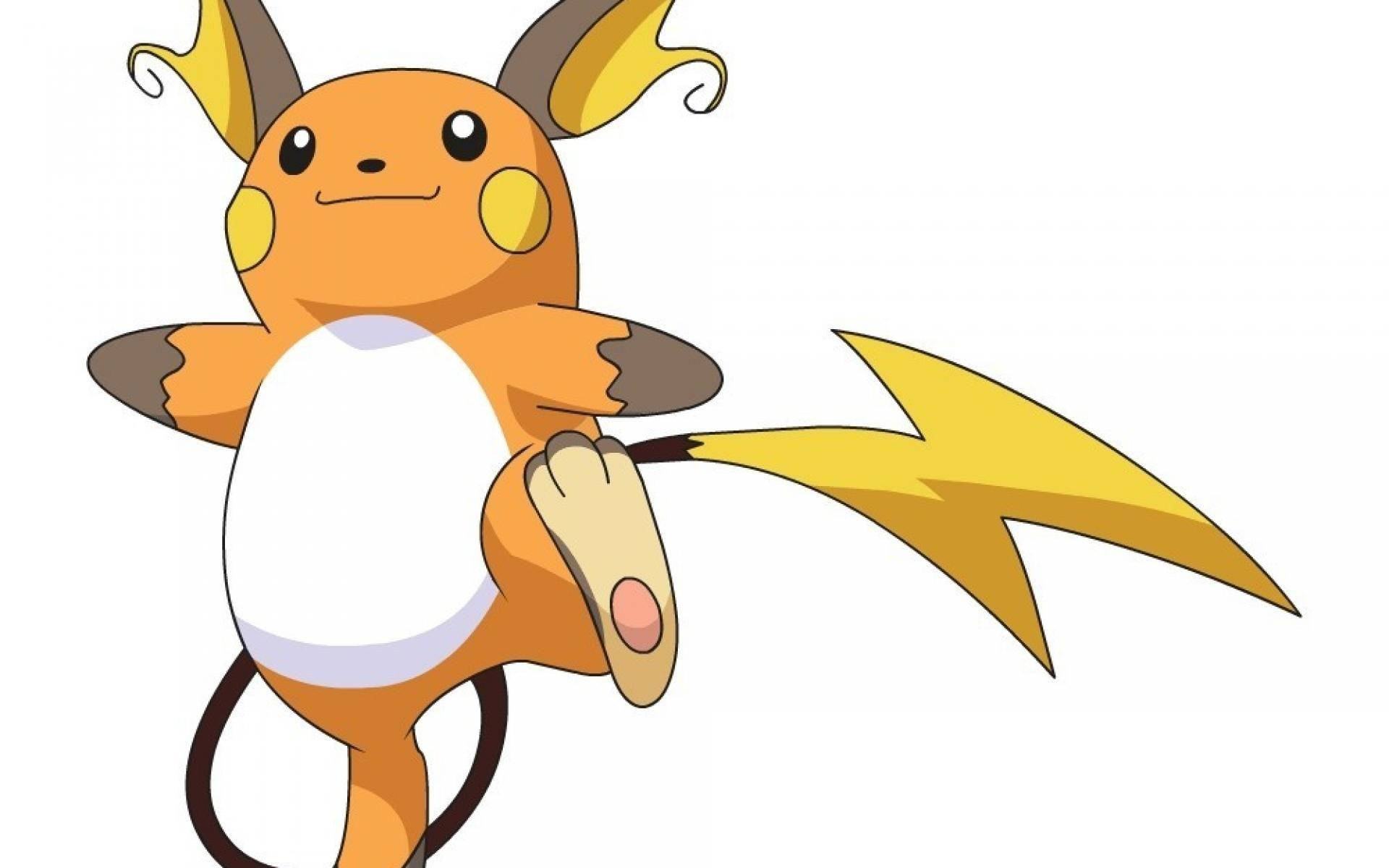 Raichu, orange, yellow lightning bolt tail, Full HD Desktop Wallpaper