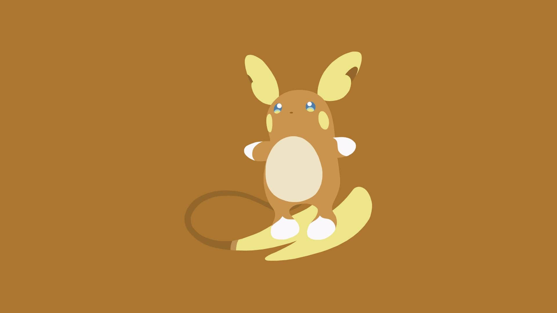 Raichu, banana, solid brown background, Full HD Desktop Wallpaper