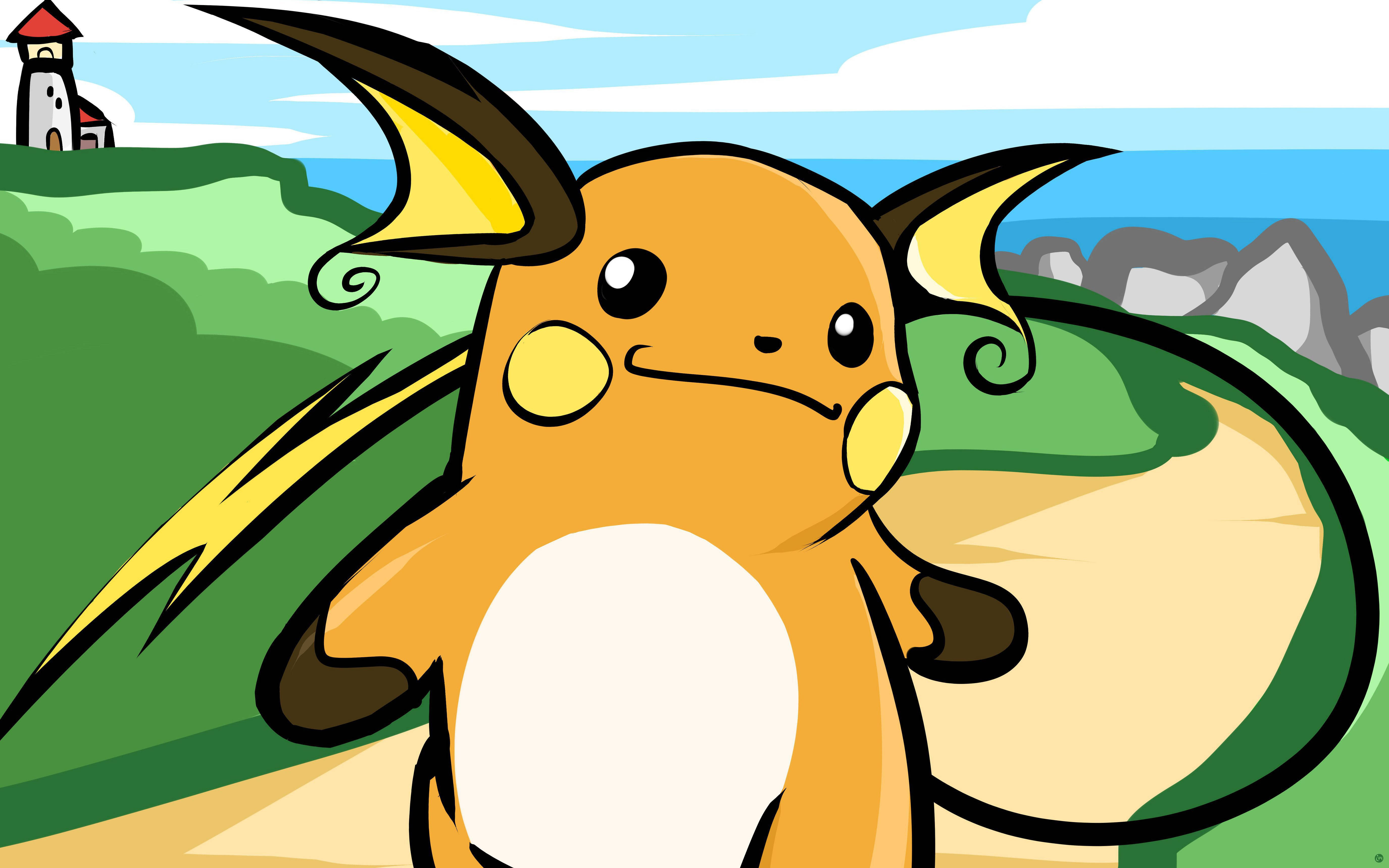 Raichu, lighthouse, ocean, 5K Desktop Wallpaper