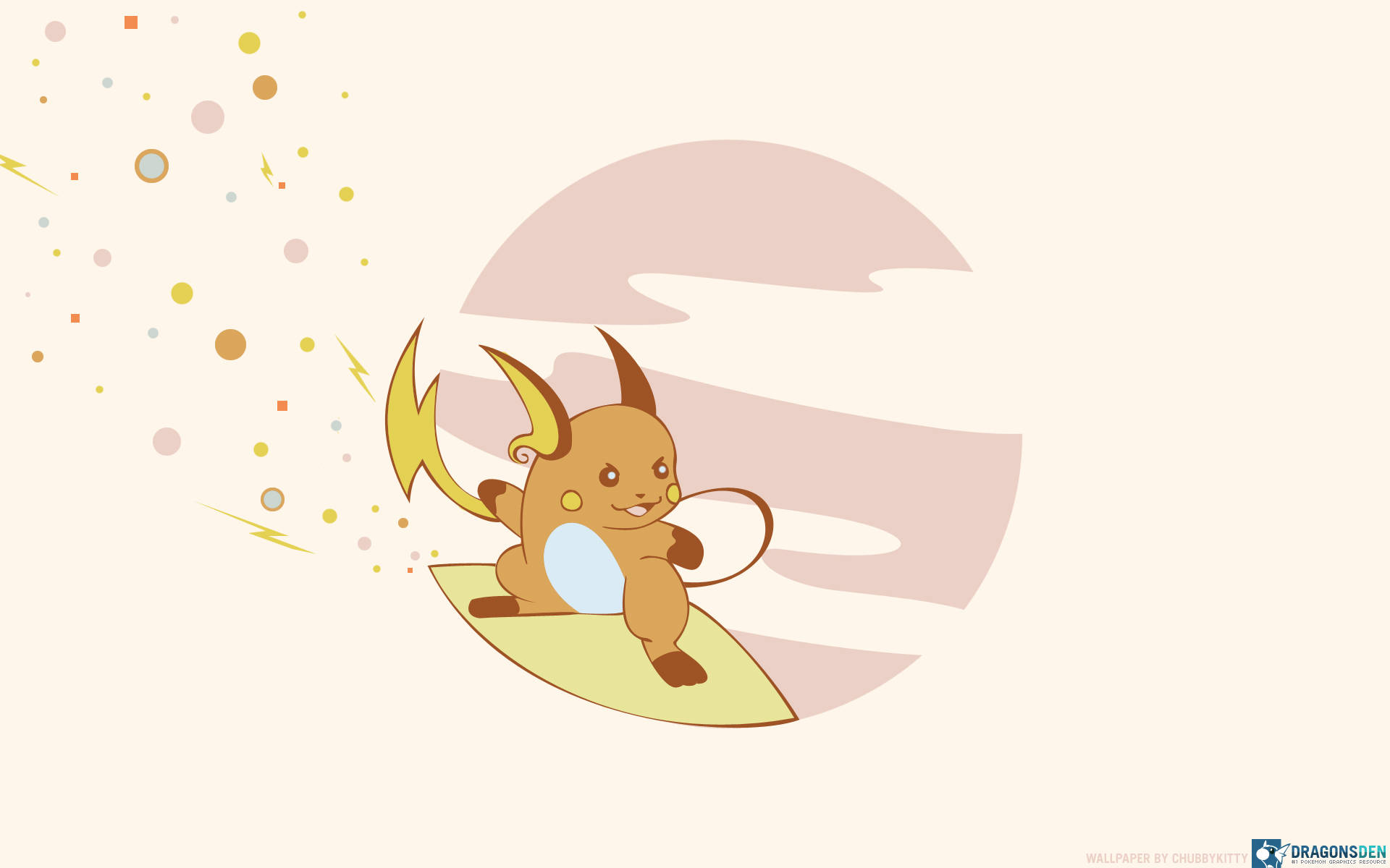 Raichu, yellow board, electric sparks, Full HD Desktop Wallpaper