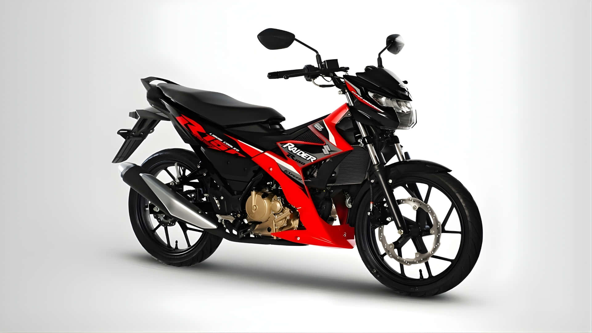 Raider 150 Fi, red and black, gold engine accents, Full HD Desktop Wallpaper