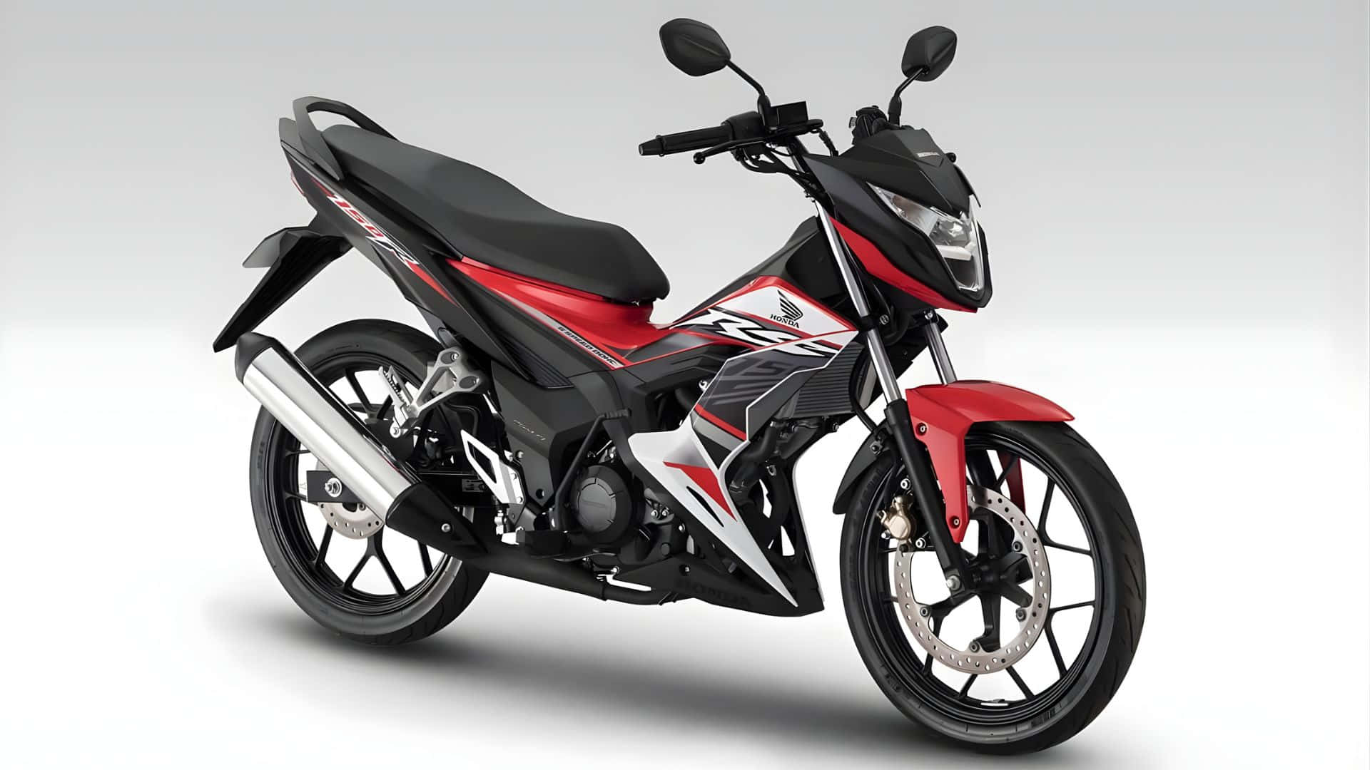 Raider 150 Fi, black and red, chrome exhaust, Full HD Desktop Wallpaper