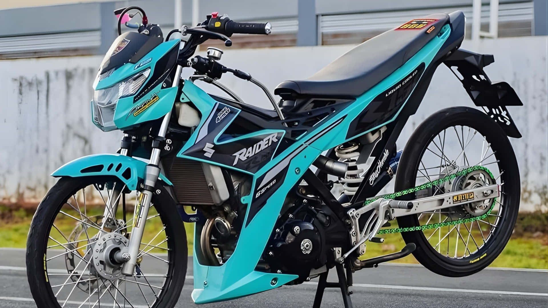 Raider 150 Fi, turquoise, black accents, Full HD Desktop Wallpaper