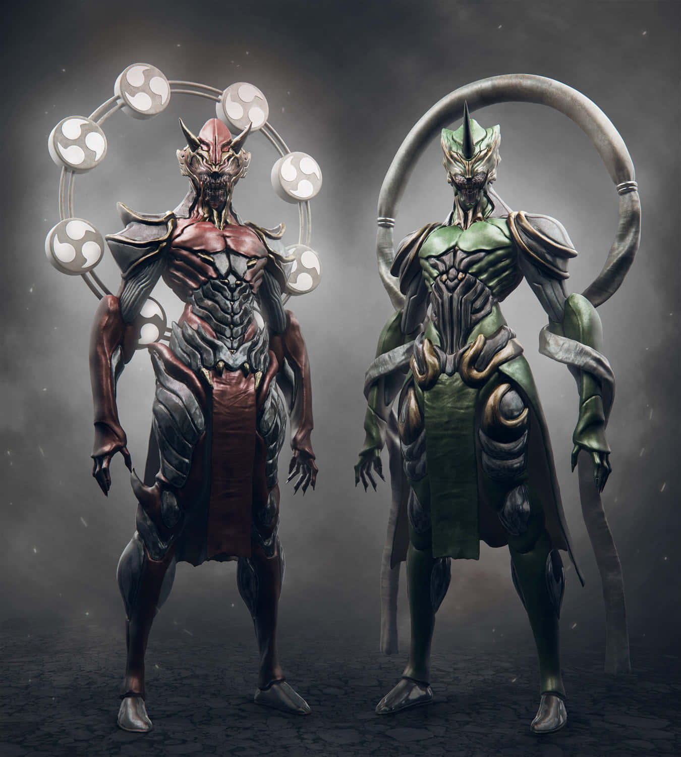 Raijin, biomechanical demonic figures, red armor, HD Phone Wallpaper
