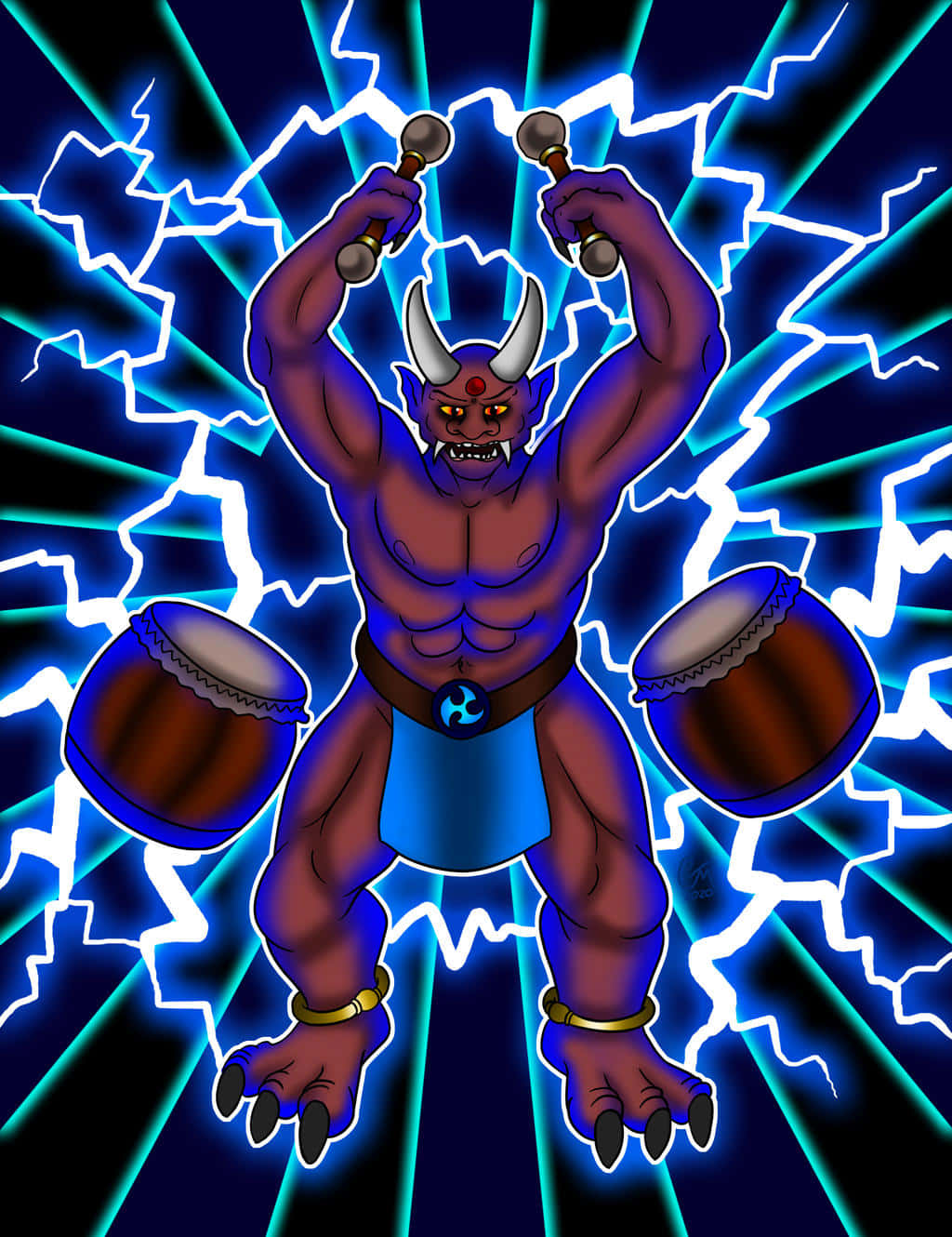Raijin, purple demon, horns, HD Phone Wallpaper