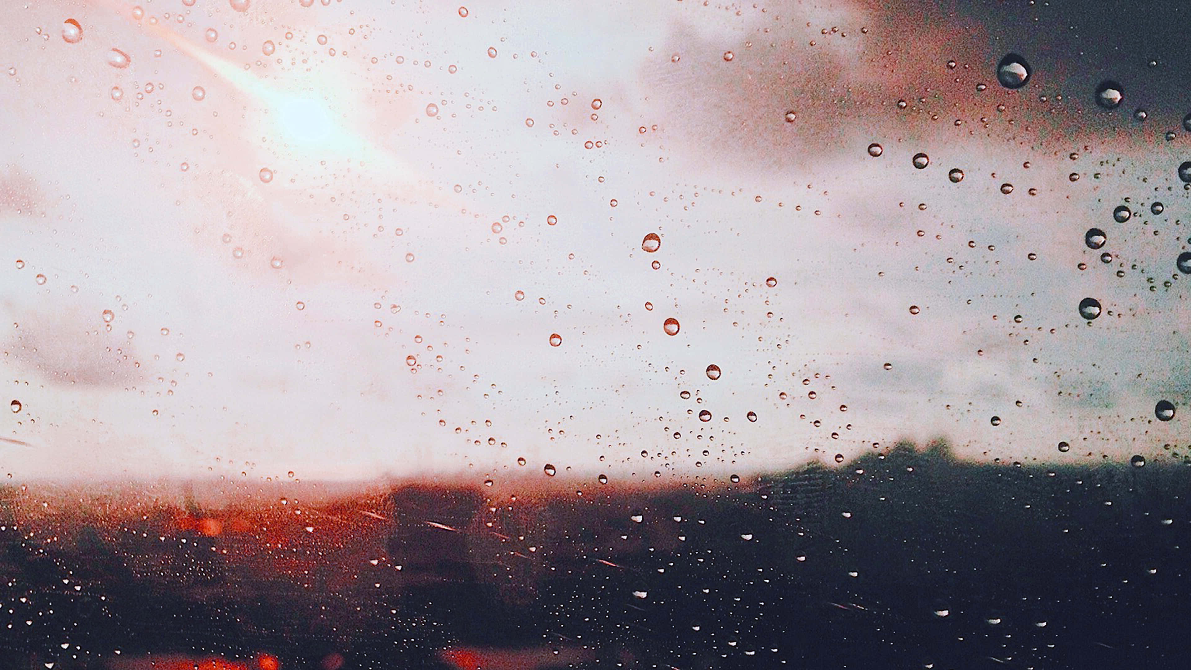 Rain 4K, window, sunset, 4K Desktop Wallpaper