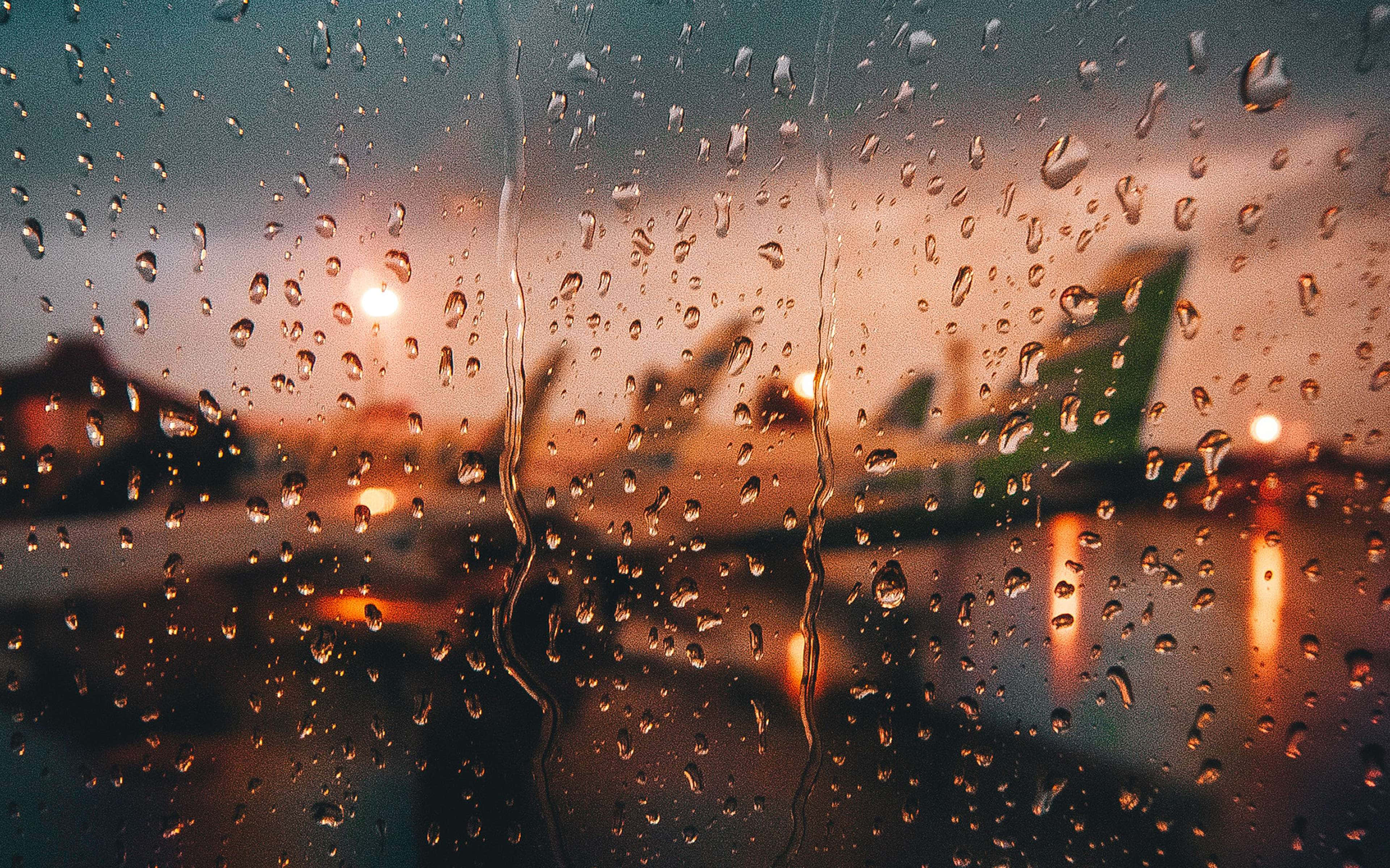 Downtown, city street, rain, 4K Desktop Wallpaper