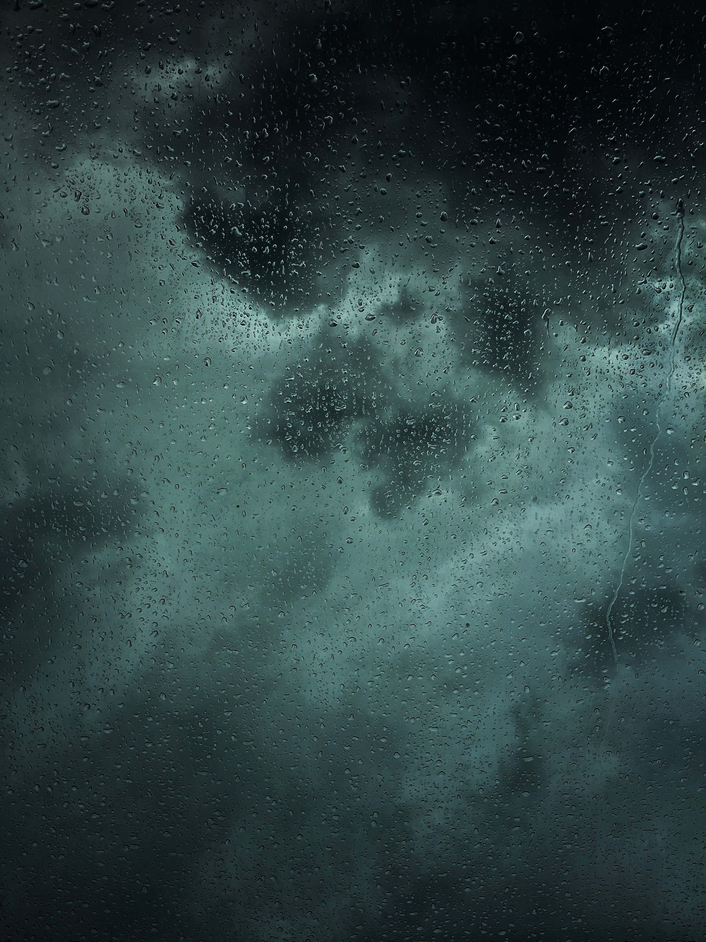 Rain 4K, storm clouds, rain-splattered window, 2K Phone Wallpaper