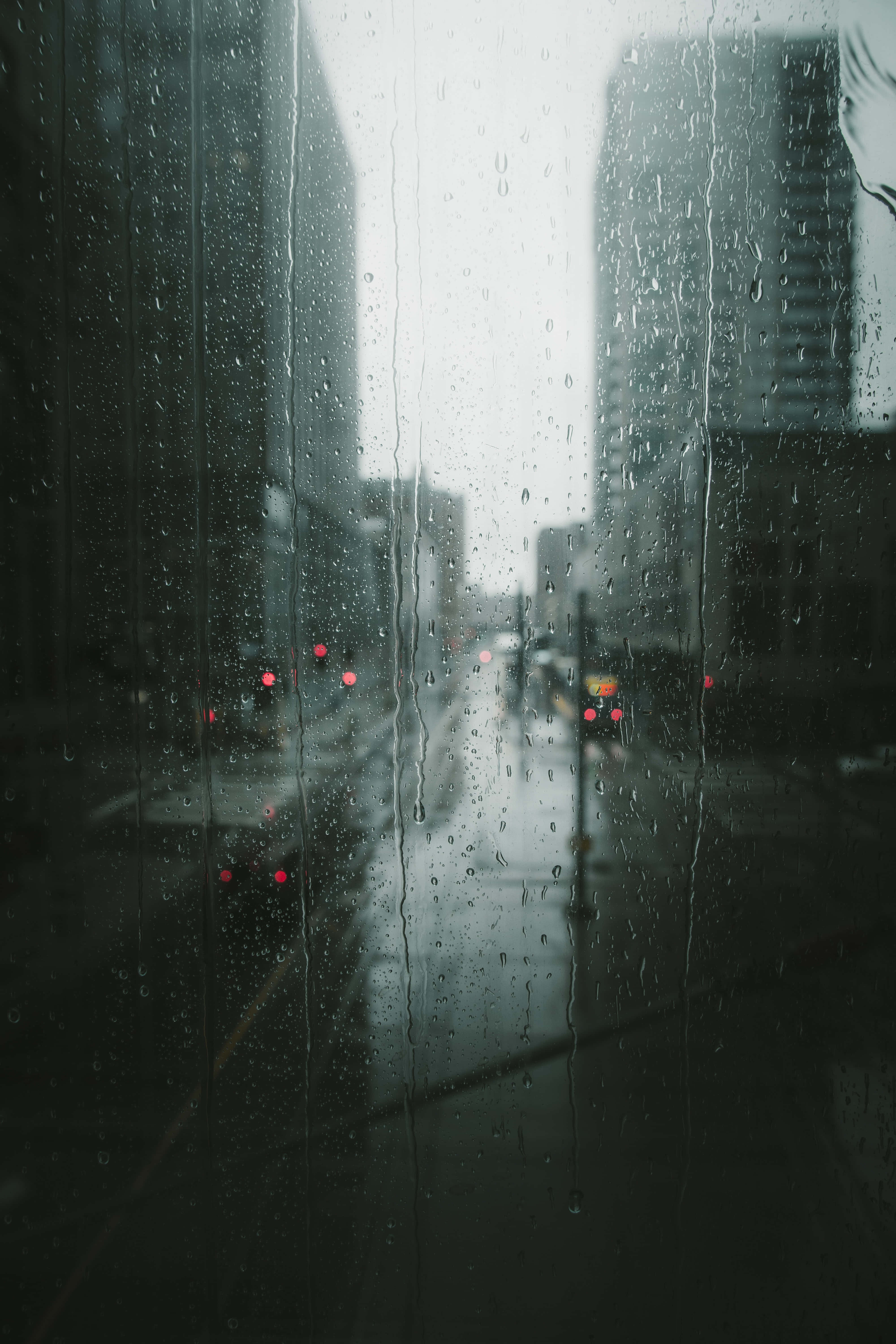 rain 4k, window, misty city street, 5K Phone Wallpaper