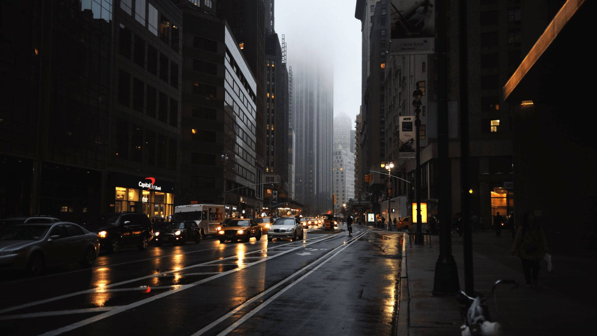 4K Ultra HD, wet street, dusk, Full HD Desktop Wallpaper
