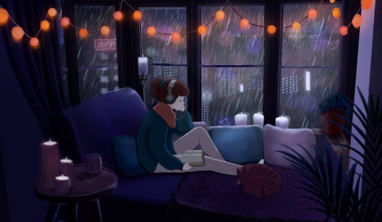 raining 4k lo fi, Tranquil 4K Lo-Fi Rain Scene, city window at night, SD Desktop Wallpaper