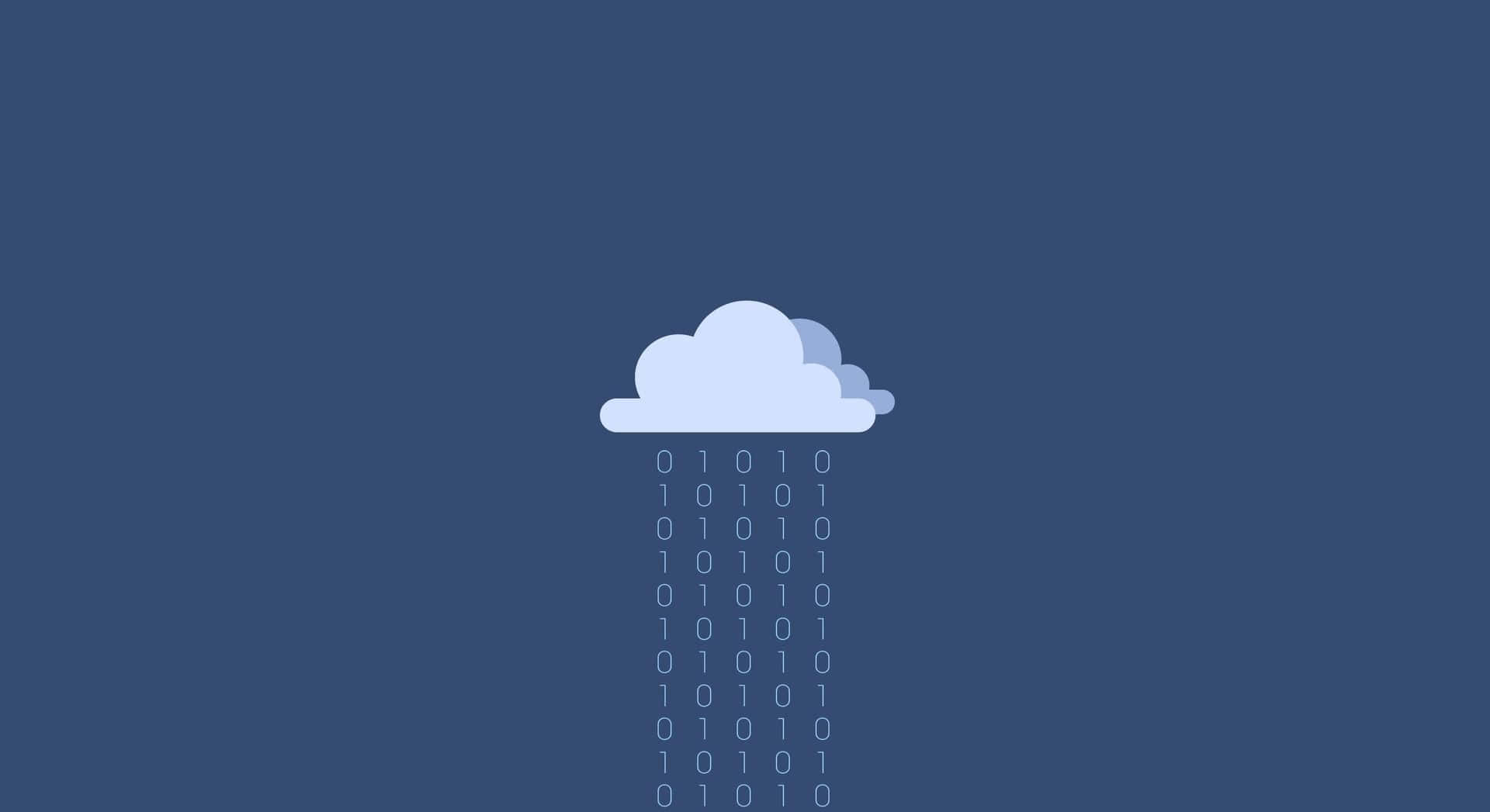 minimalist cloud icon, binary code, solid blue background, Full HD Desktop Wallpaper