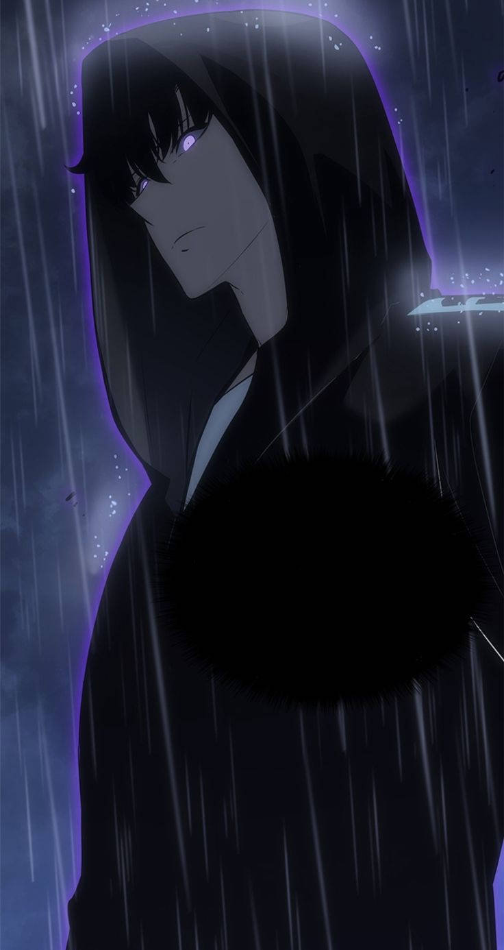 black hoodie, purple eyes, downpour, HD Phone Wallpaper