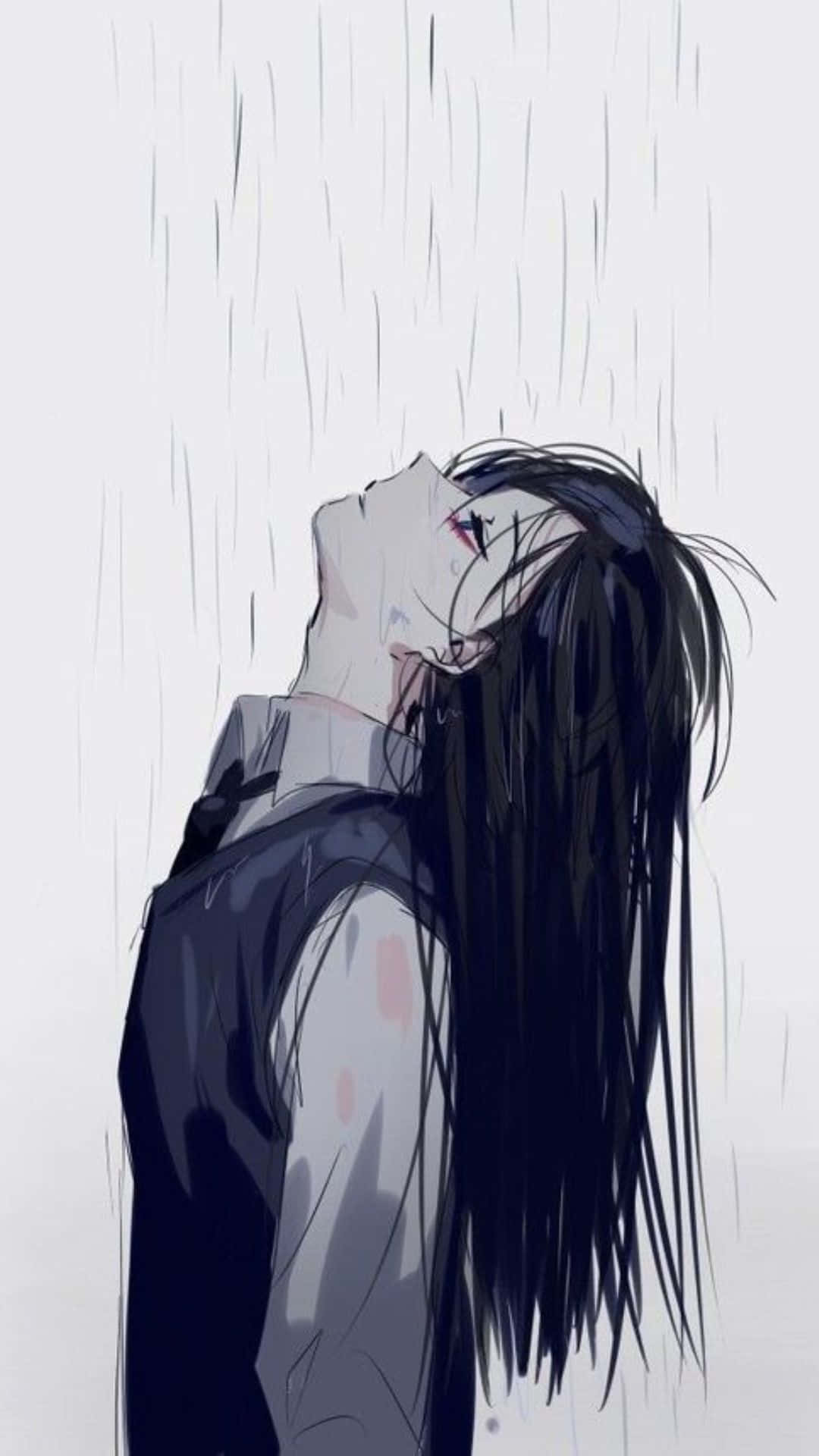 Girl In The Rain, dark aesthetic, anime pfp, Full HD Phone Wallpaper