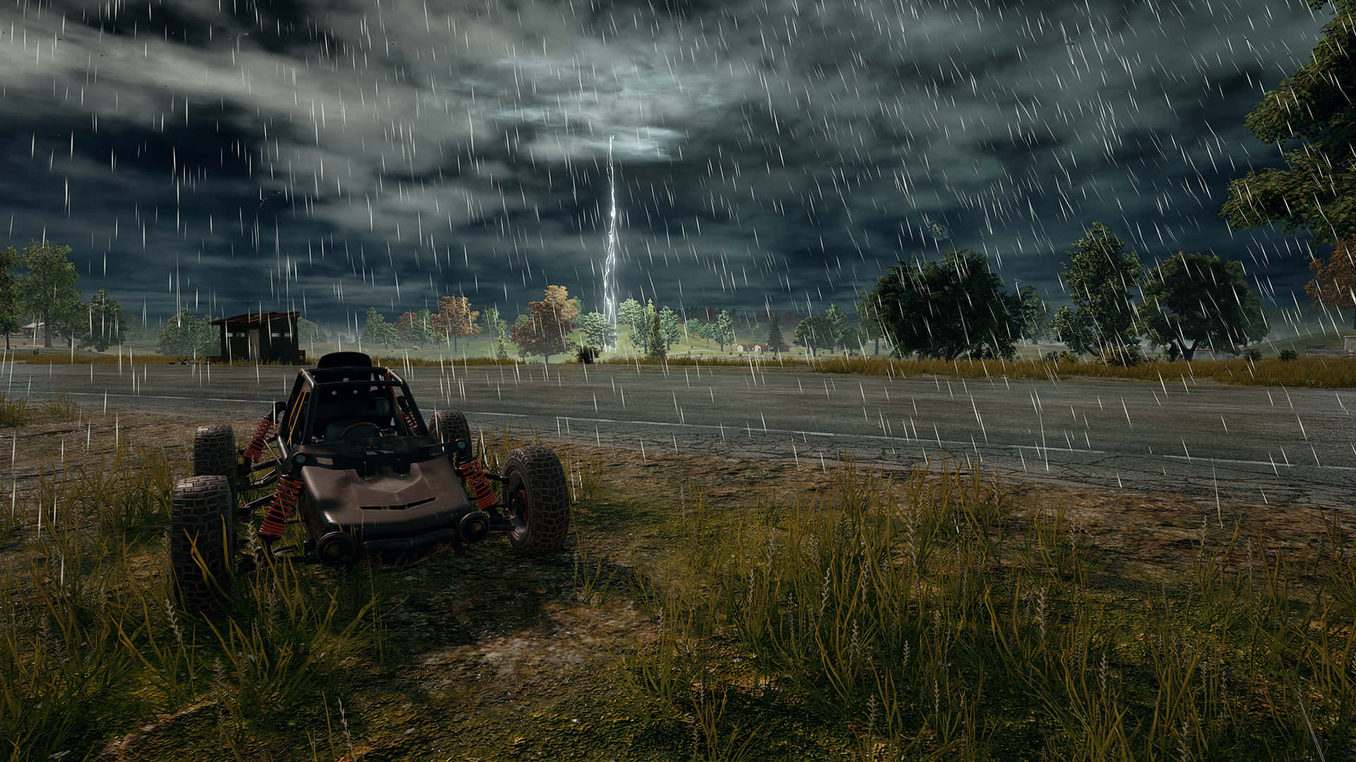 Rain Desktop, off-road buggy, wet road, Full HD Desktop Wallpaper