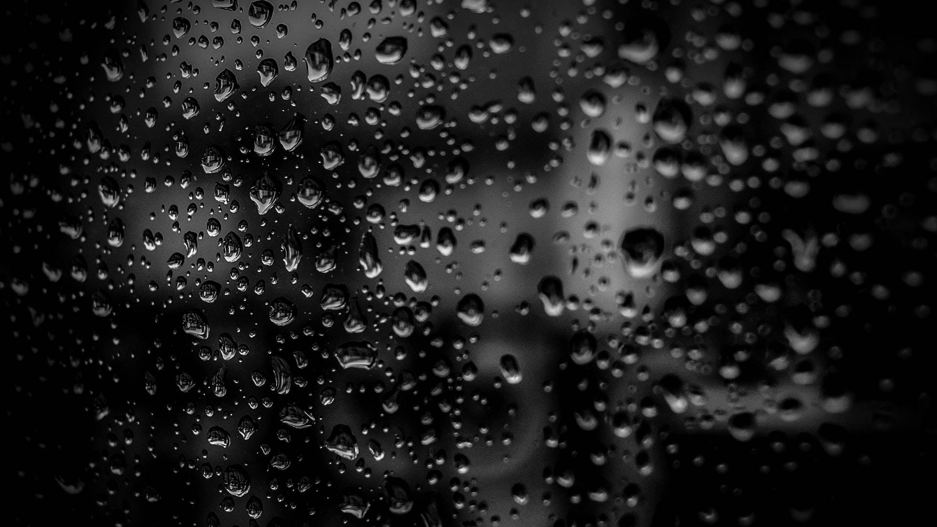 black desktop, rain droplets, dark glass surface, Full HD Desktop Wallpaper